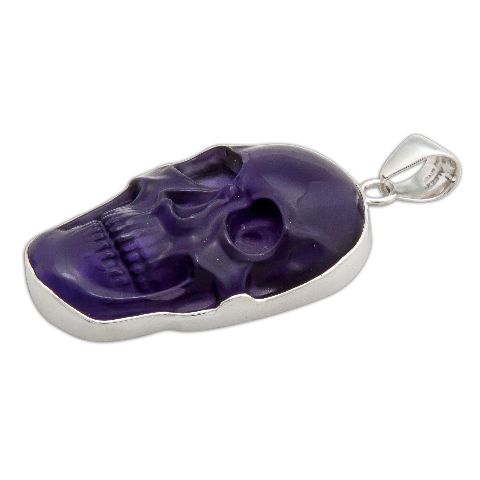 Sterling Silver Large Amethyst Skull Pendant | Charles Albert Jewelry