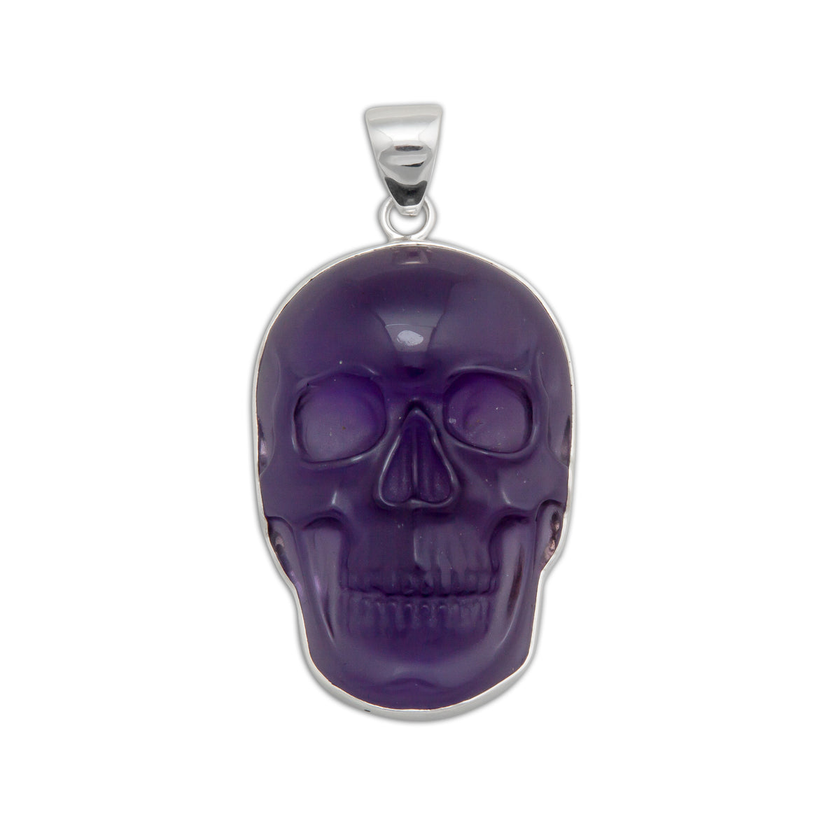 Sterling Silver Large Amethyst Skull Pendant | Charles Albert Jewelry