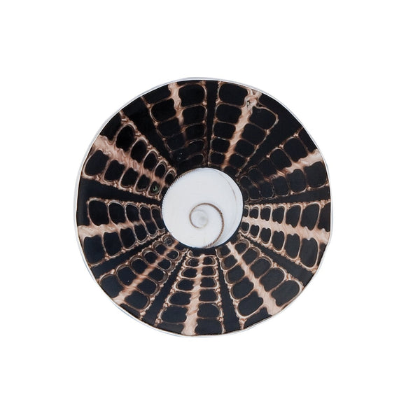 Sterling Silver Large Brown Shell Adjustable Ring - Charles Albert Inc