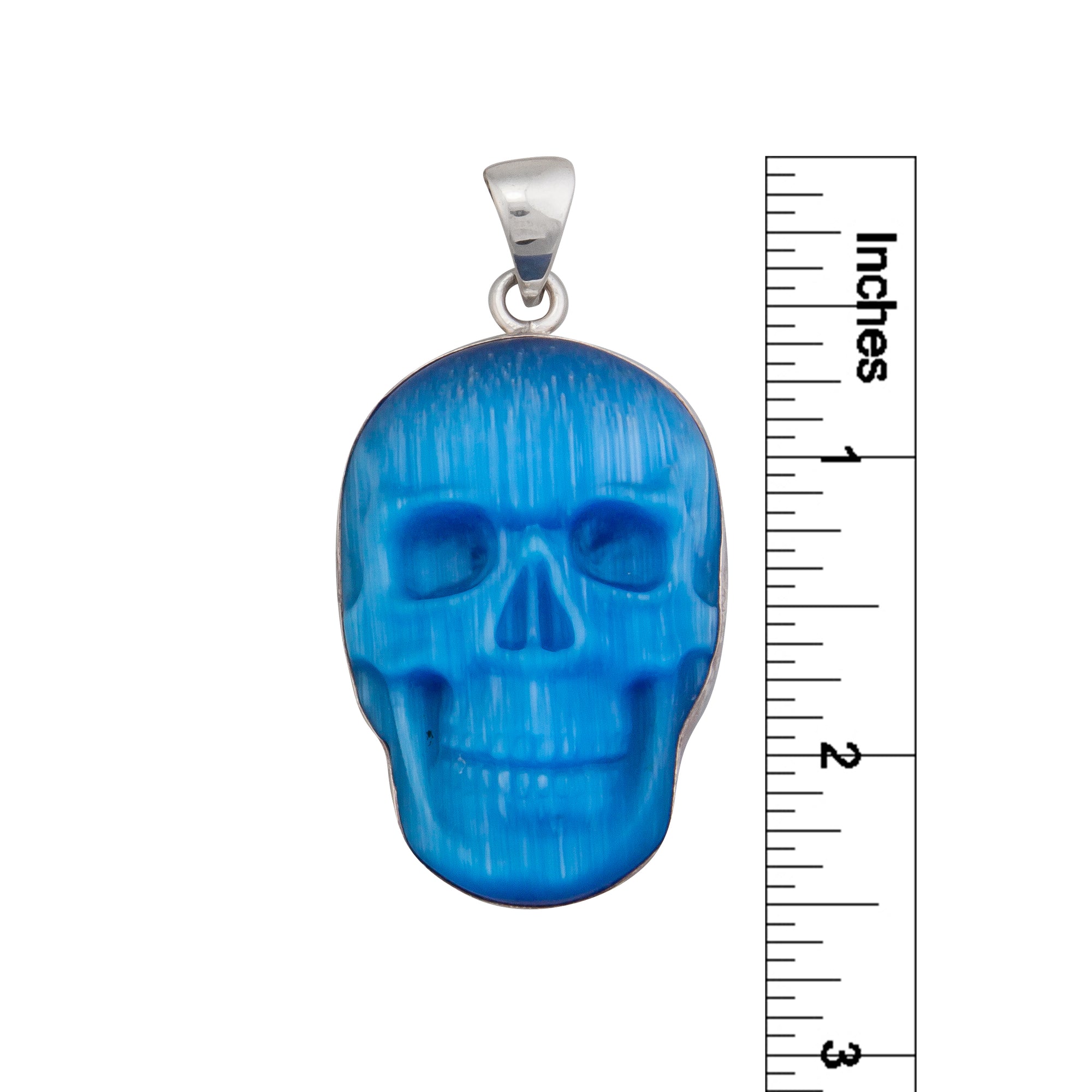 Sterling Silver Large Fiber Optic Skull Pendant | Charles Albert Jewelry