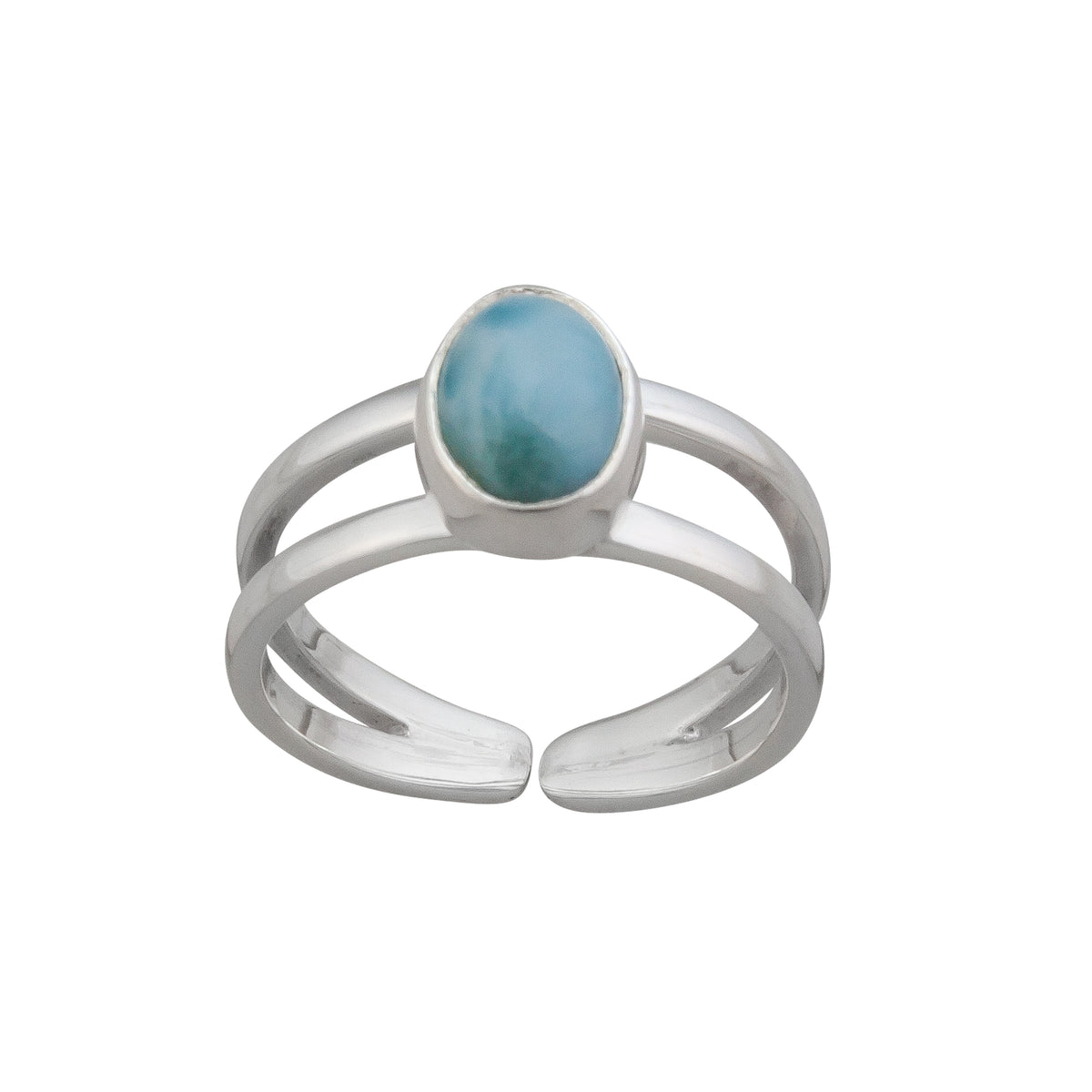 Sterling Silver Larimar Double Band Rope Ring | Charles Albert Jewelry