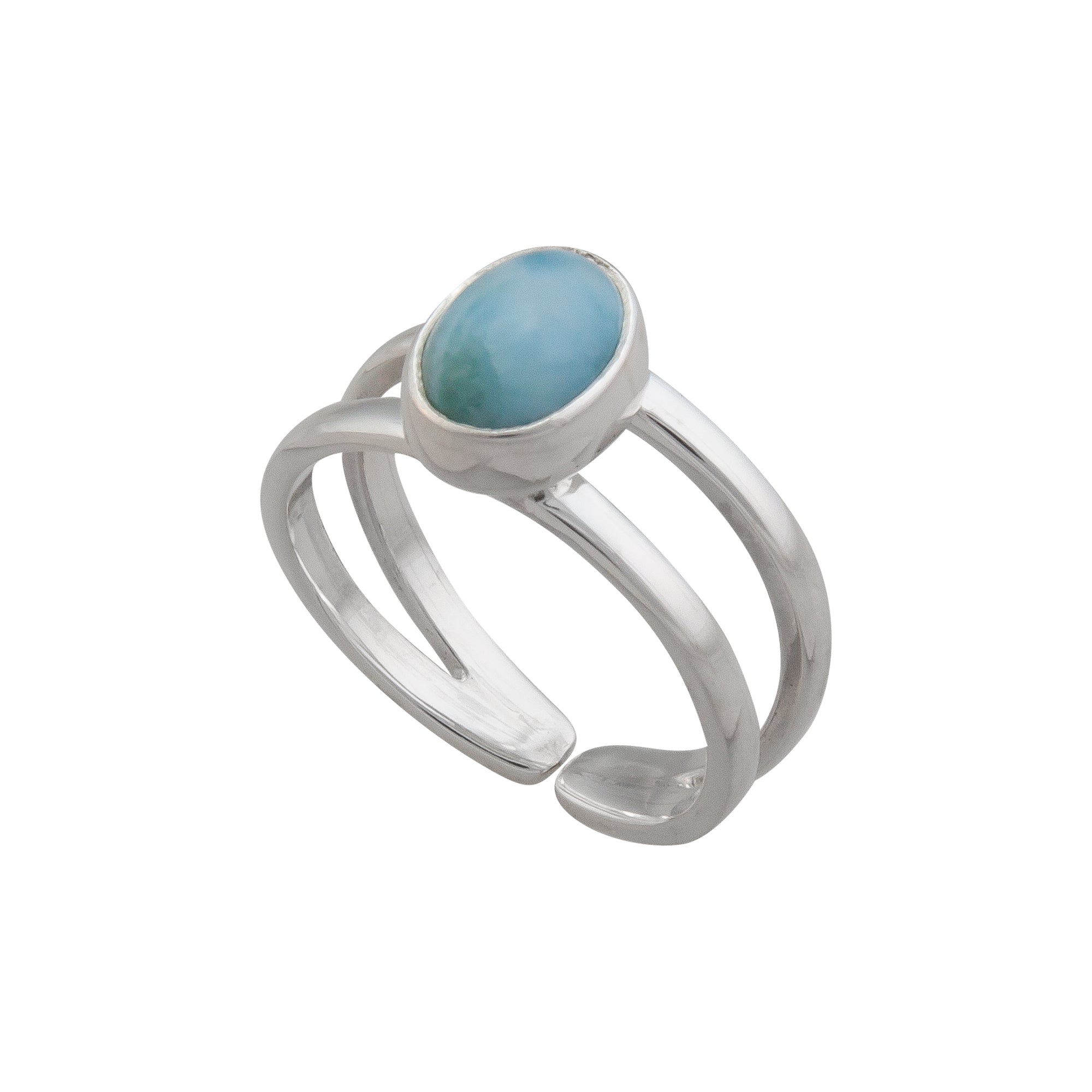 Sterling Silver Larimar Double Band Rope Ring | Charles Albert Jewelry