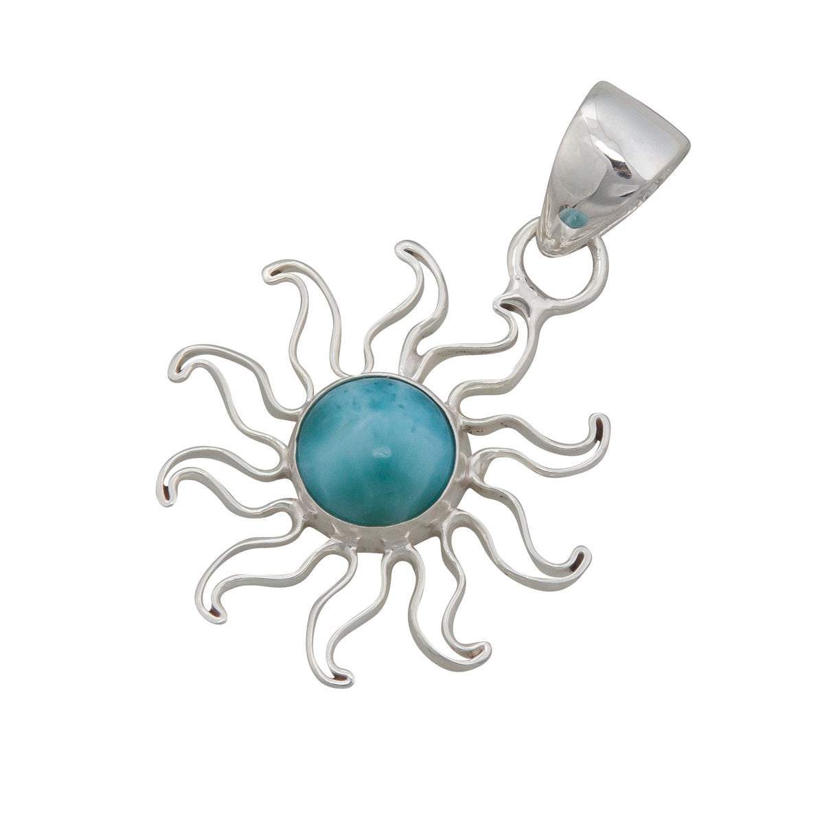 Sterling Silver Larimar Sun Pendant | Charles Albert Jewelry