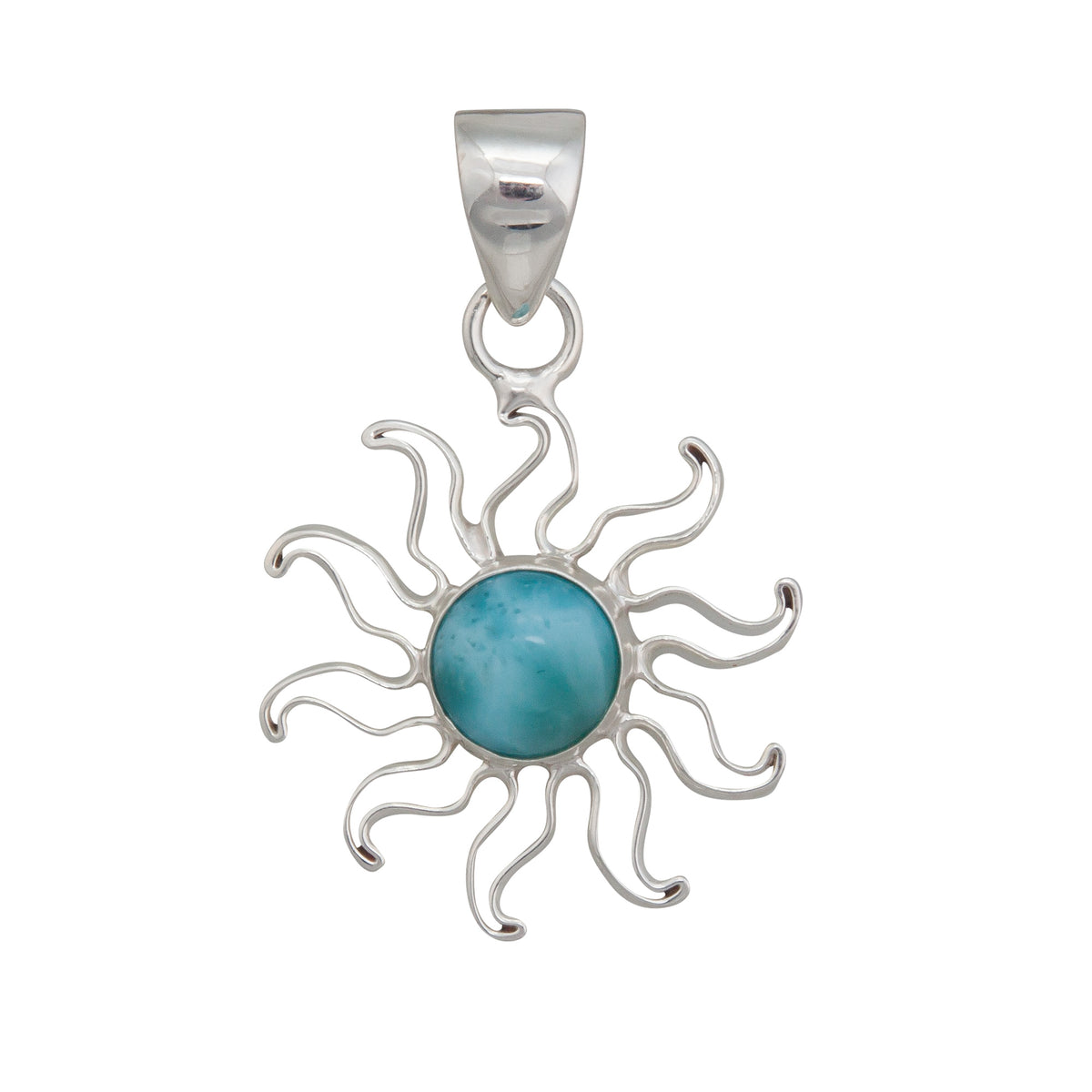 Sterling Silver Larimar Sun Pendant | Charles Albert Jewelry