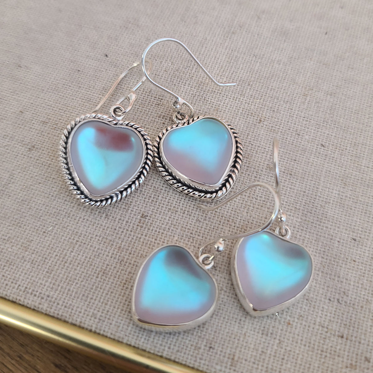 Sterling Silver Luminite Heart Post Earrings | Charles Albert Jewelry