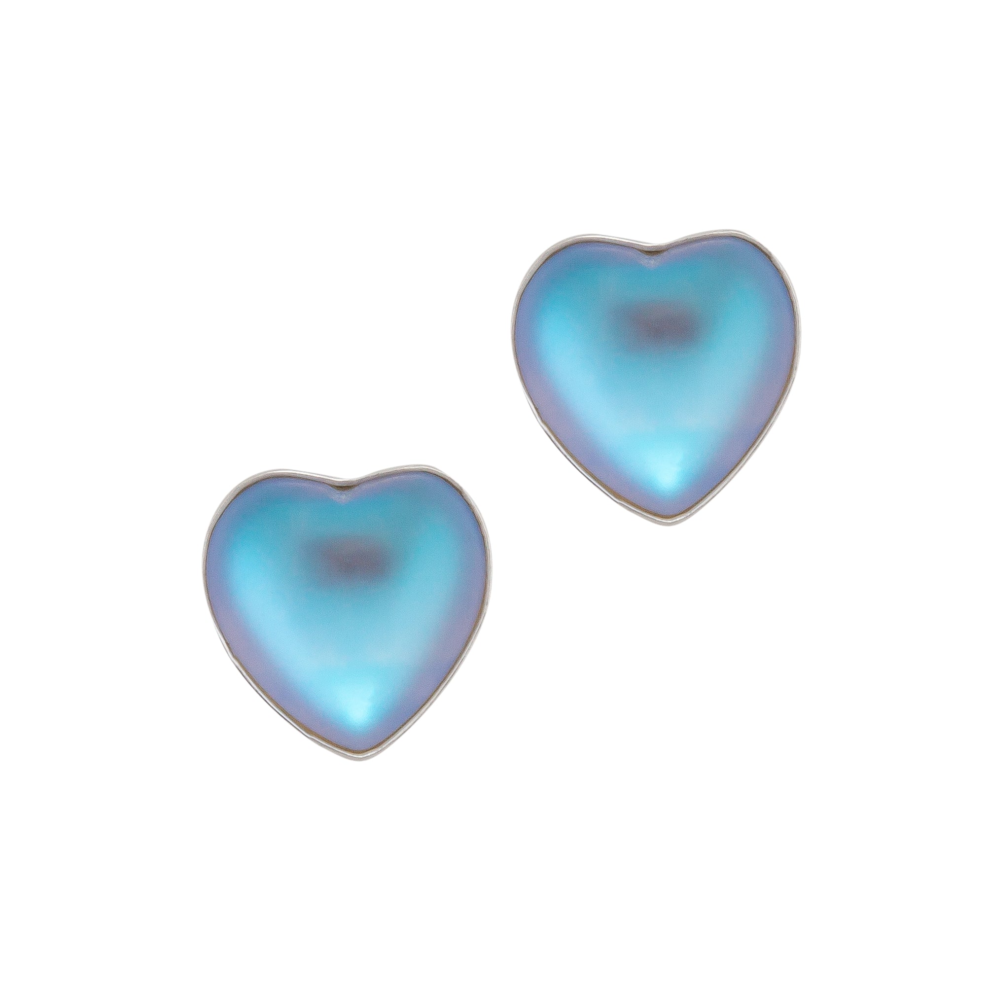 Sterling Silver Luminite Heart Post Earrings | Charles Albert Jewelry