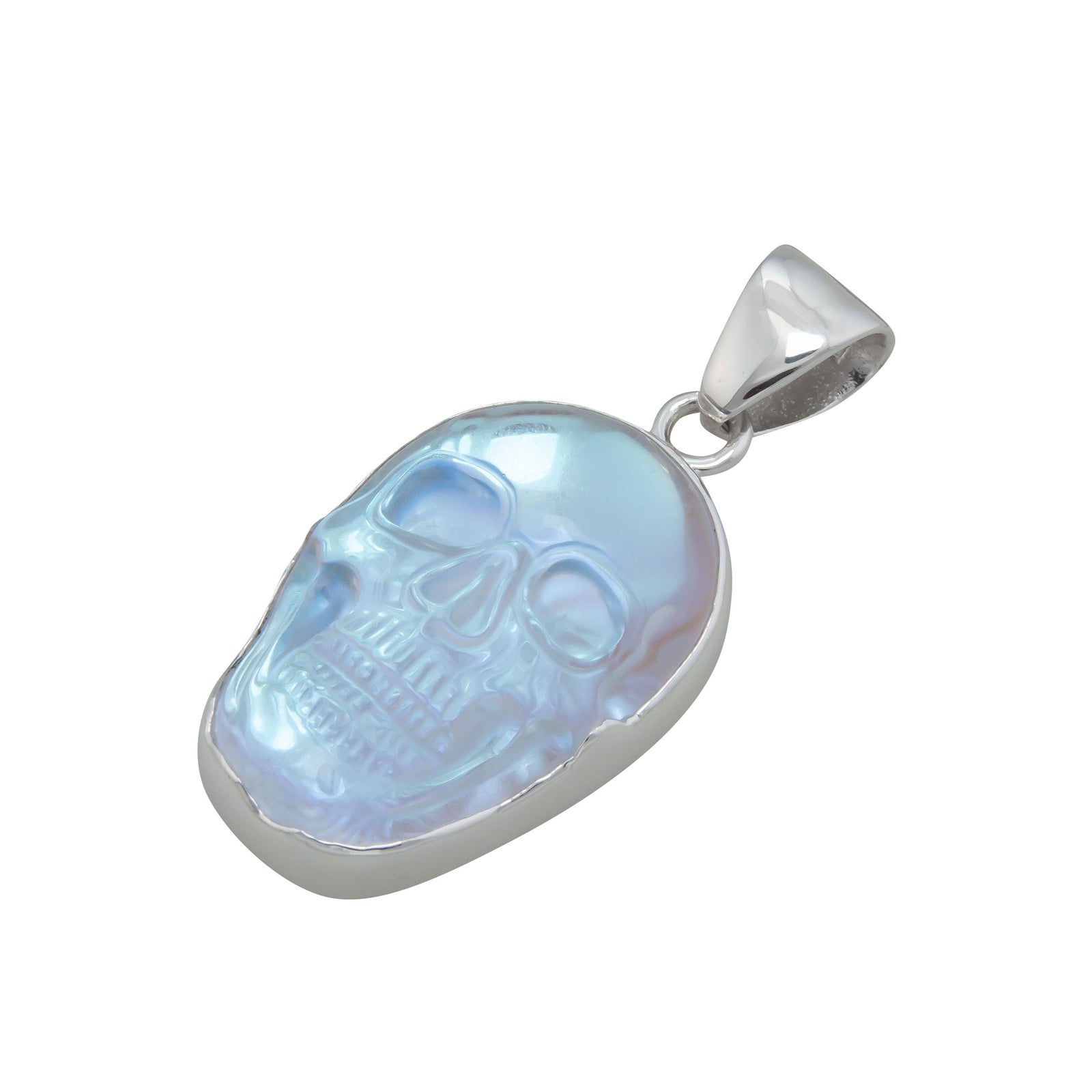 Sterling Silver Luminite Skull Pendant | Charles Albert Jewelry