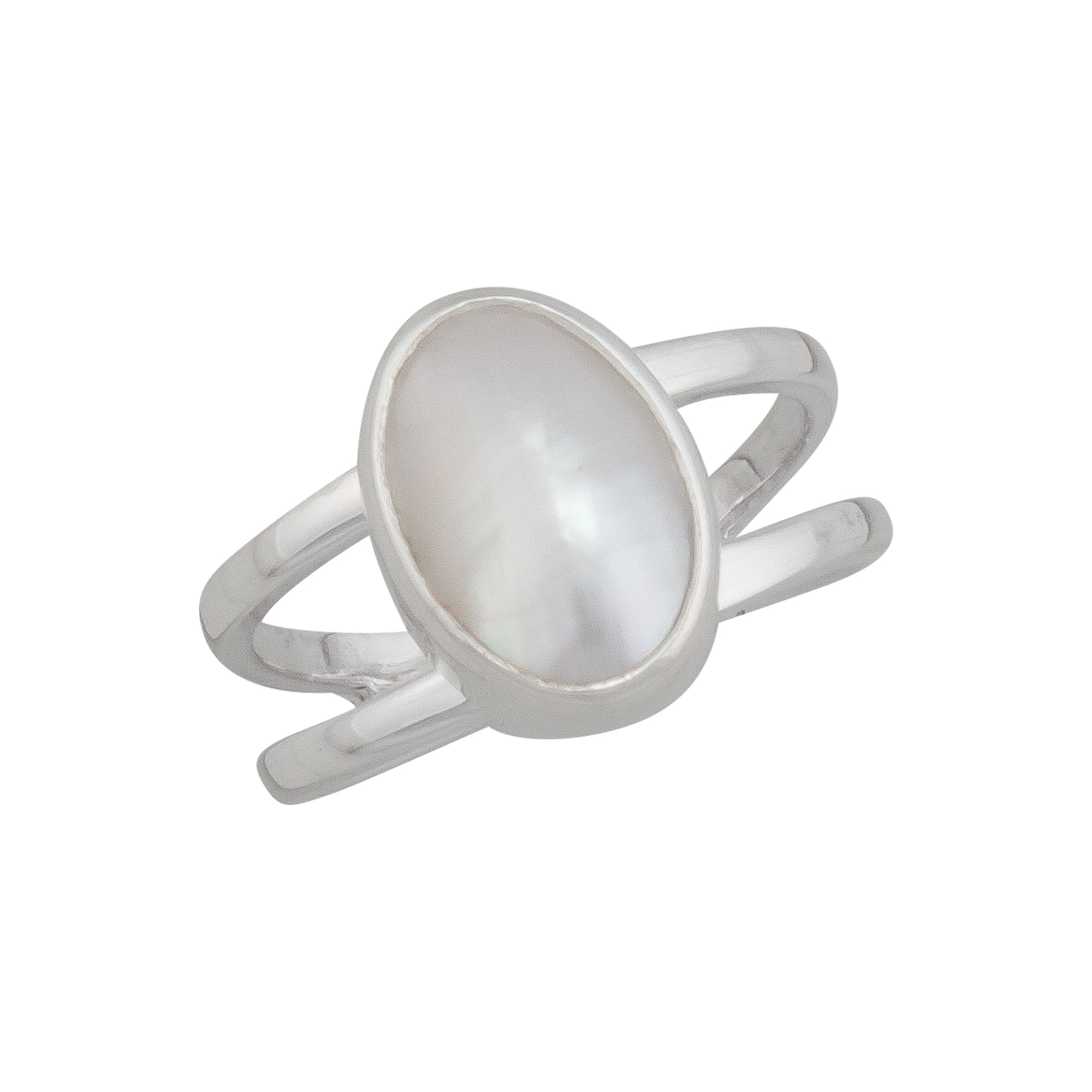 Sterling Silver Mabe Pearl Double Band Adjustable Ring | Charles Albert Jewelry