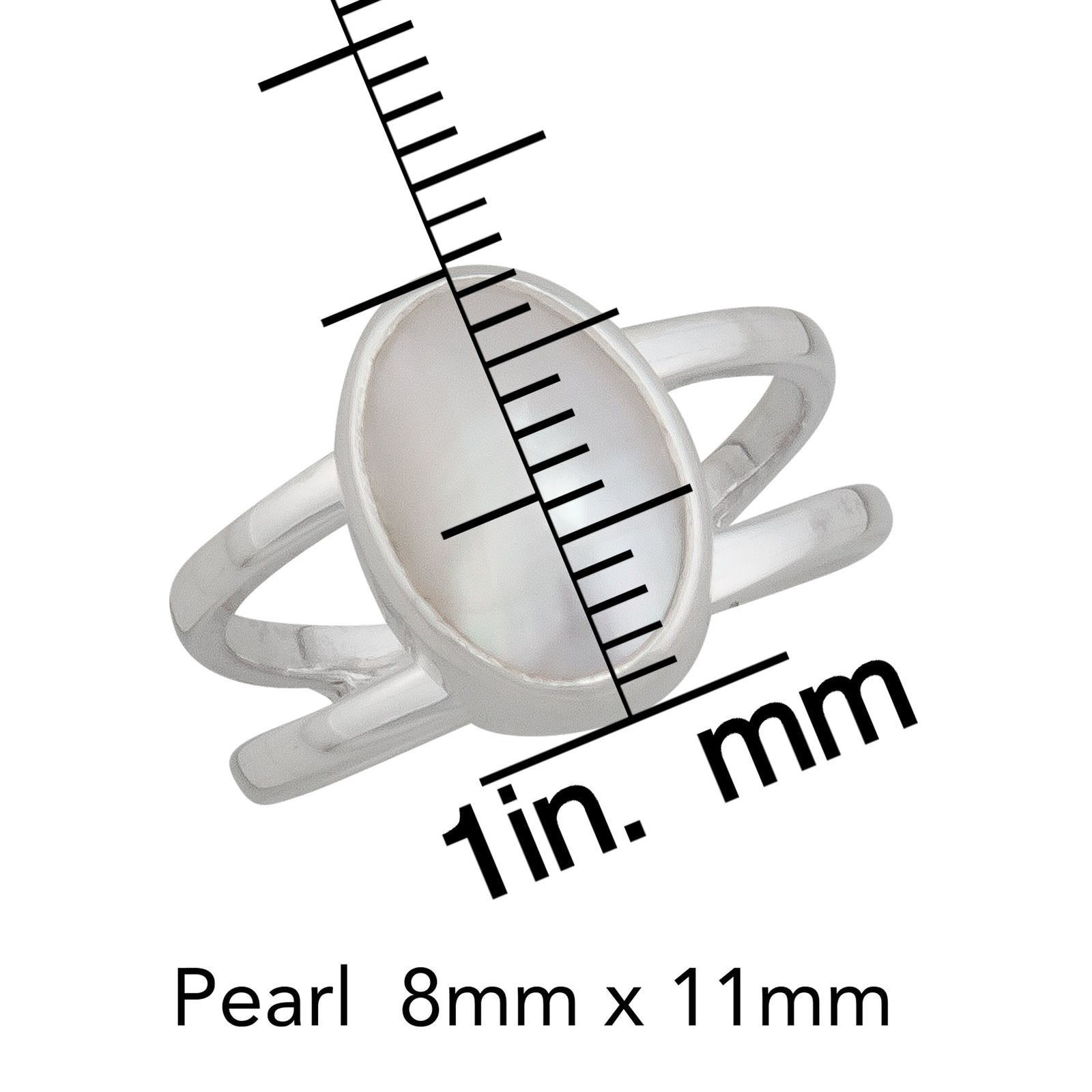 Sterling Silver Mabe Pearl Double Band Adjustable Ring | Charles Albert Jewelry