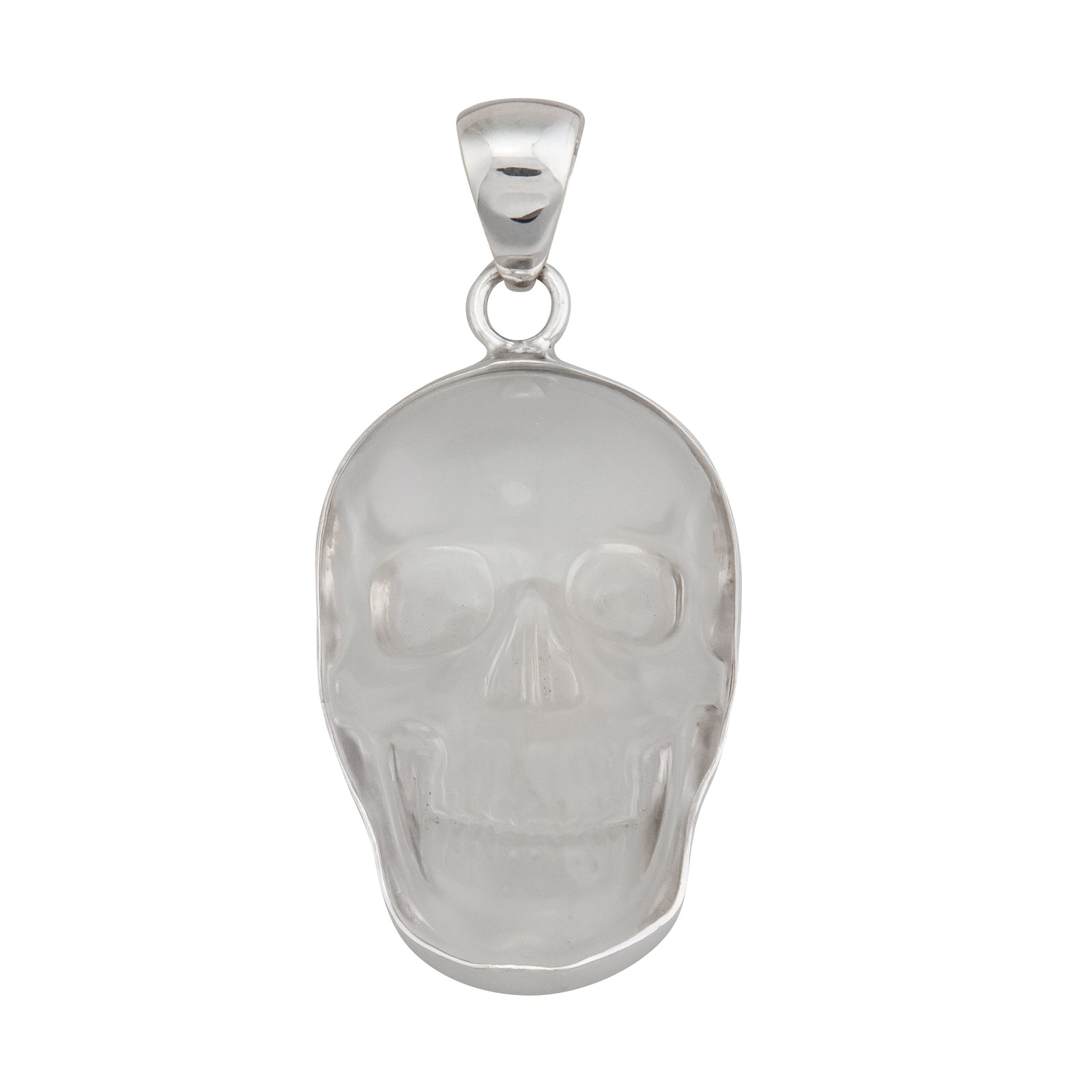 Sterling Silver Medium Clear Quartz Skull Pendant | Charles Albert Jewelry