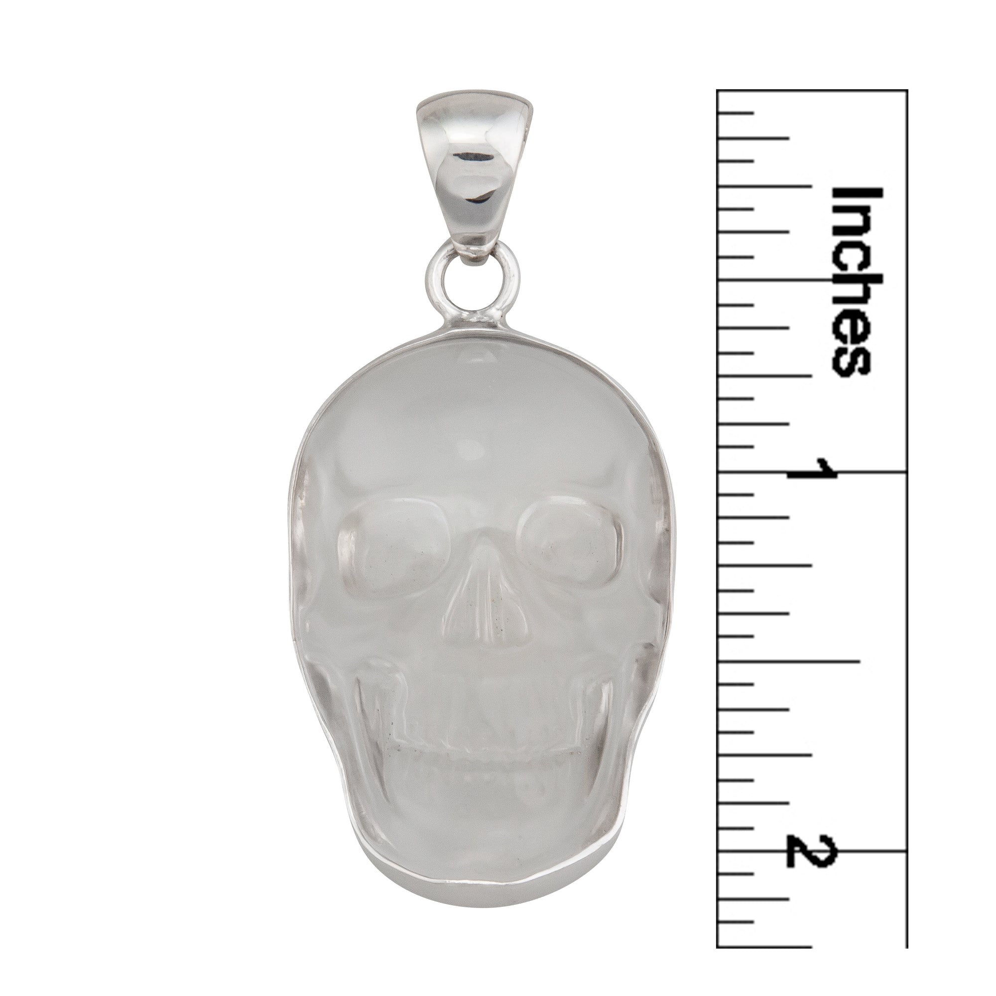 Sterling Silver Medium Clear Quartz Skull Pendant | Charles Albert Jewelry