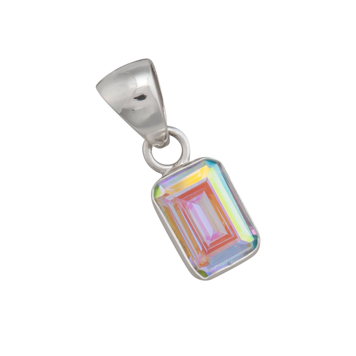 Sterling Silver Mercury Mist Rectangle Petite Pendant | Charles Albert Jewelry
