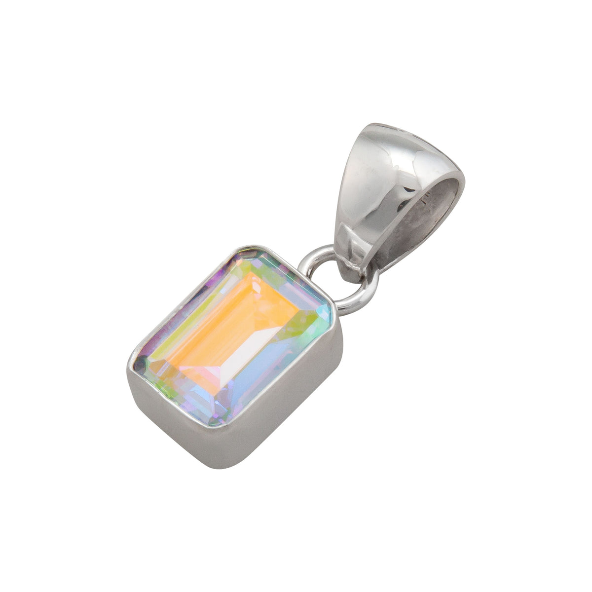 Sterling Silver Mercury Mist Rectangle Petite Pendant | Charles Albert Jewelry