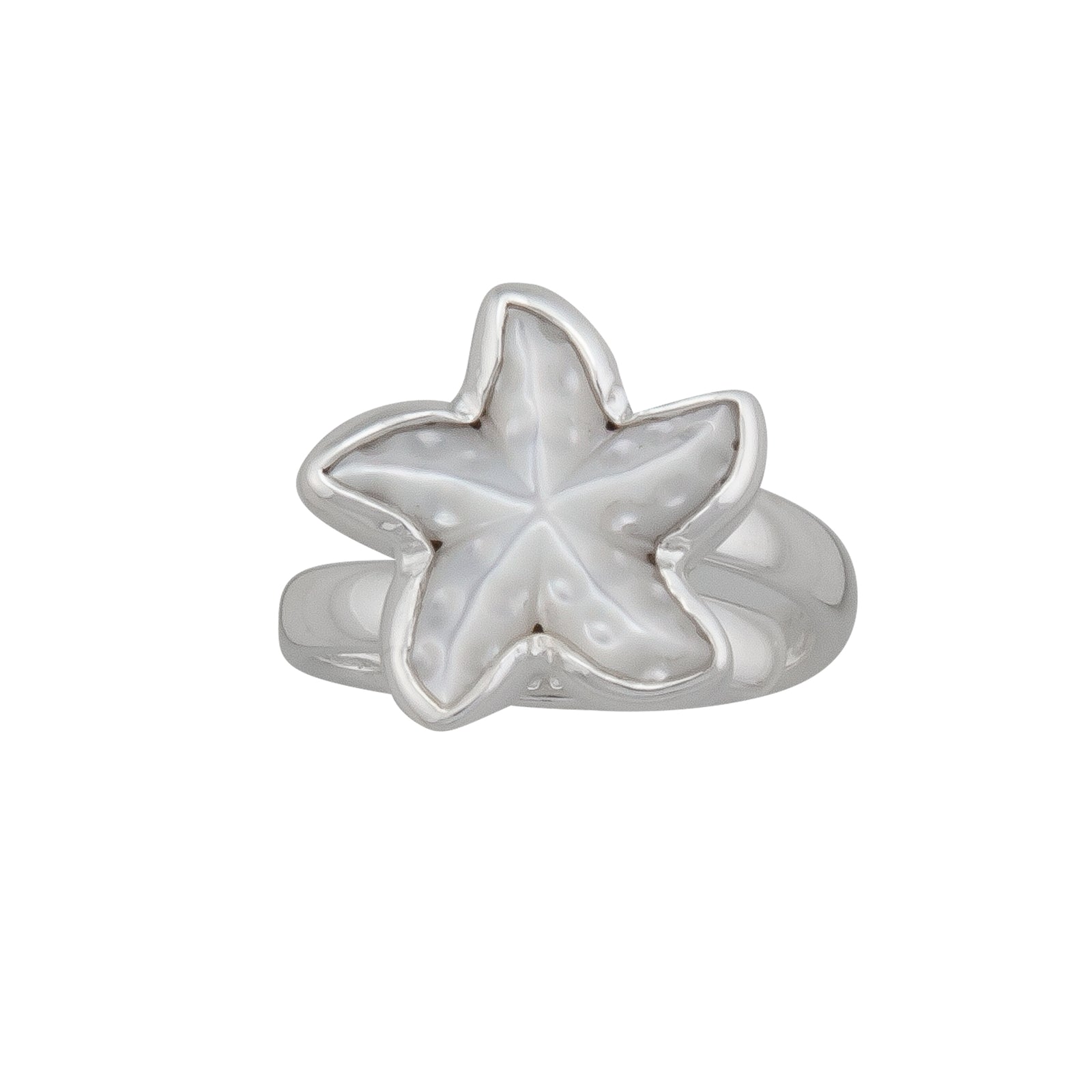 Sterling Silver Mother of Pearl Starfish Petite Adjustable Ring | Charles Albert Jewelry