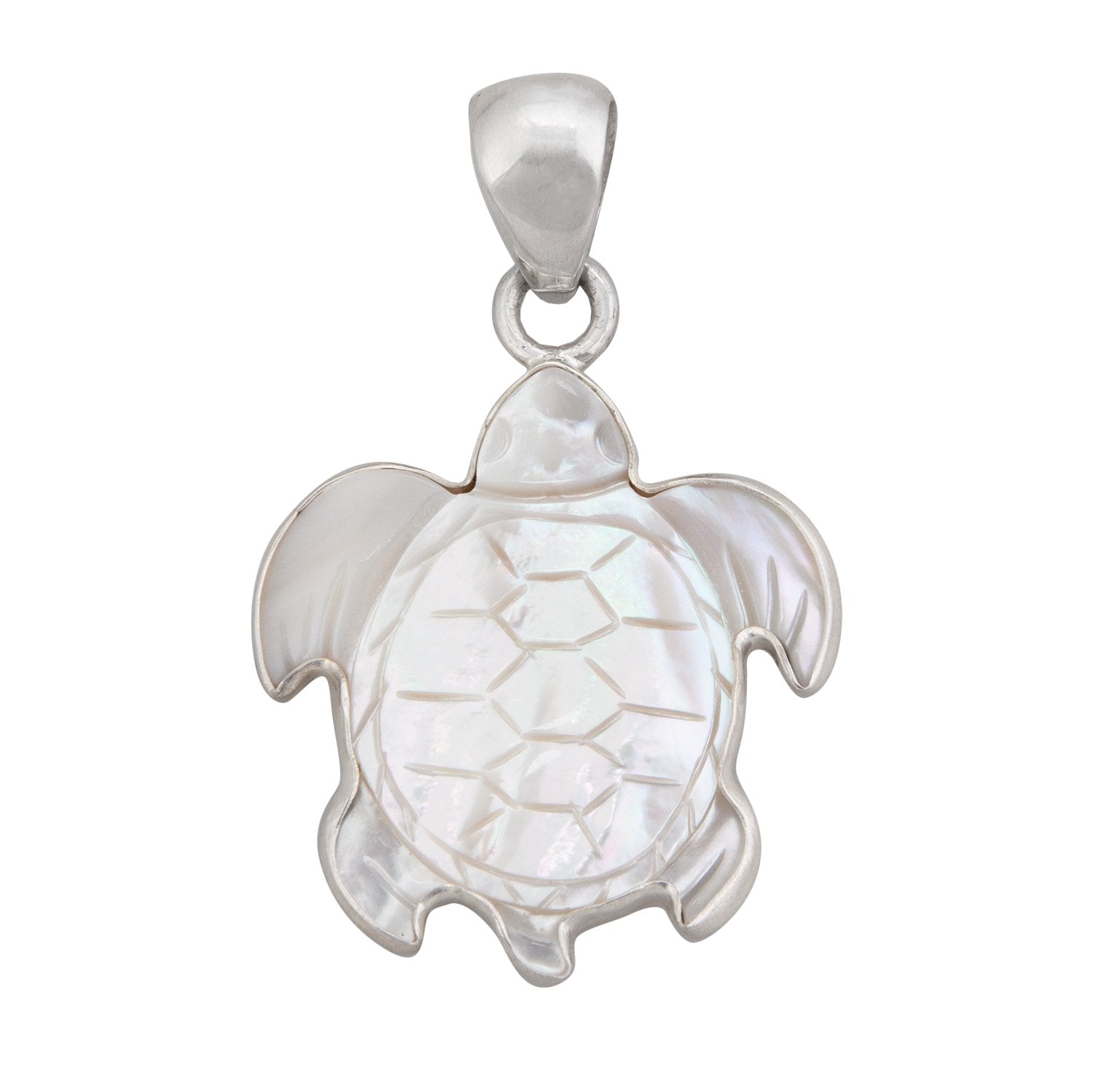 Sterling Silver Mother of Pearl Sea Turtle Large Pendant | Charles Albert Jewelry