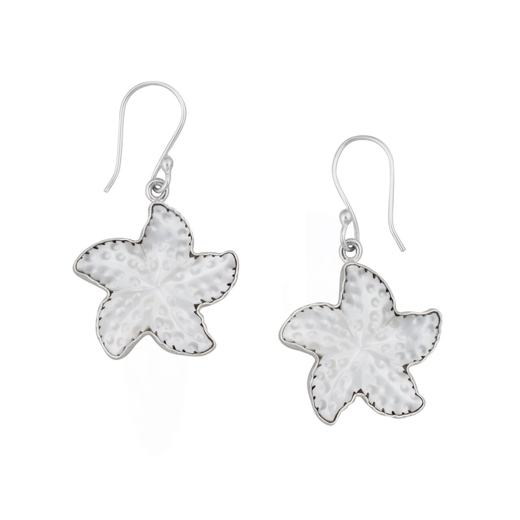 Sterling Silver Mother of Pearl Starfish Drop Earrings - Charles