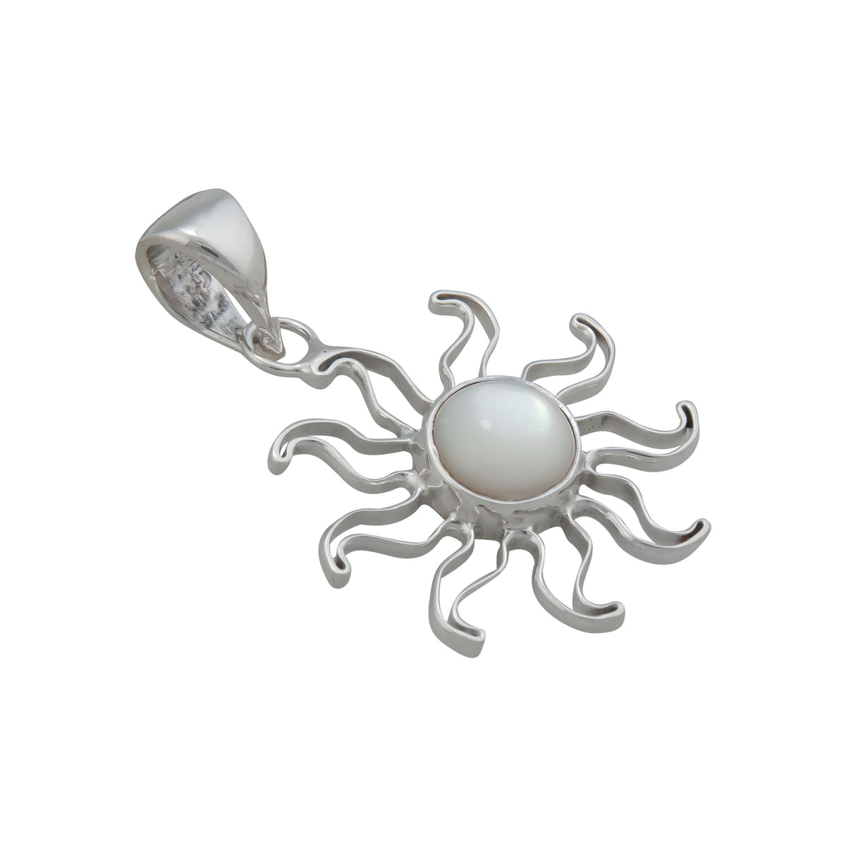 Sterling Silver Mother of Pearl Sun Pendant | Charles Albert Jewelry