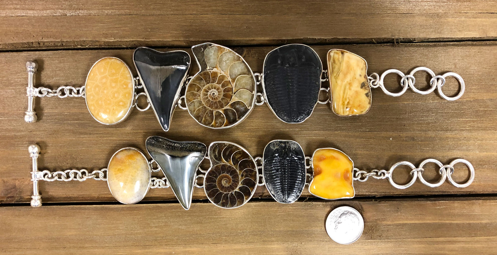 Sterling Silver Multi-Fossil Bracelet | Charles Albert Jewelry
