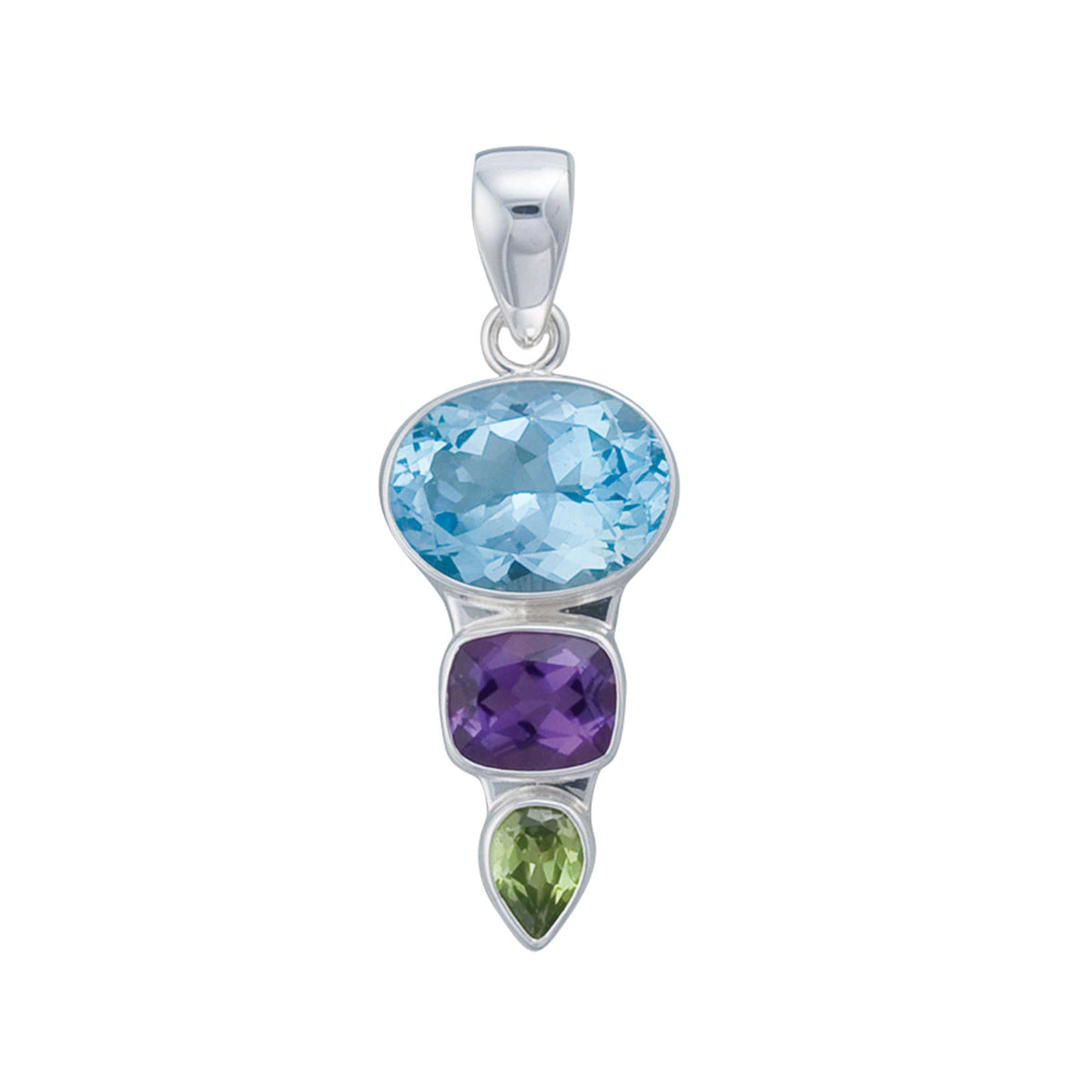 Sterling Silver Multi-Gemstone Pendant | Charles Albert Jewelry