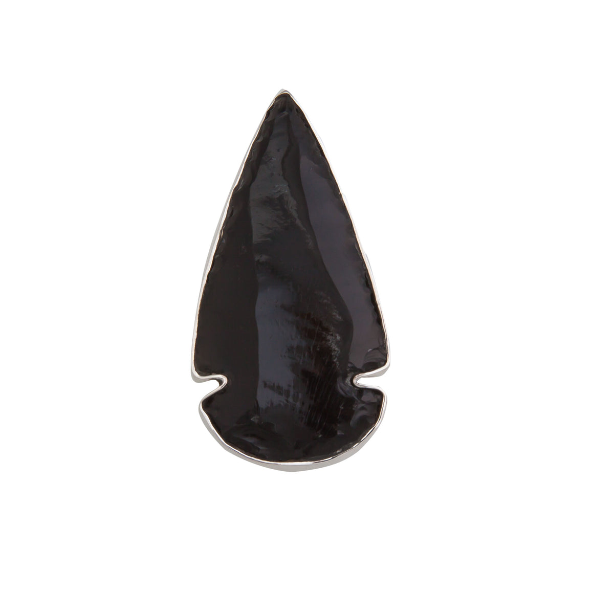 Sterling Silver Obsidian Arrowhead Adjustable Ring | Charles Albert Jewelry