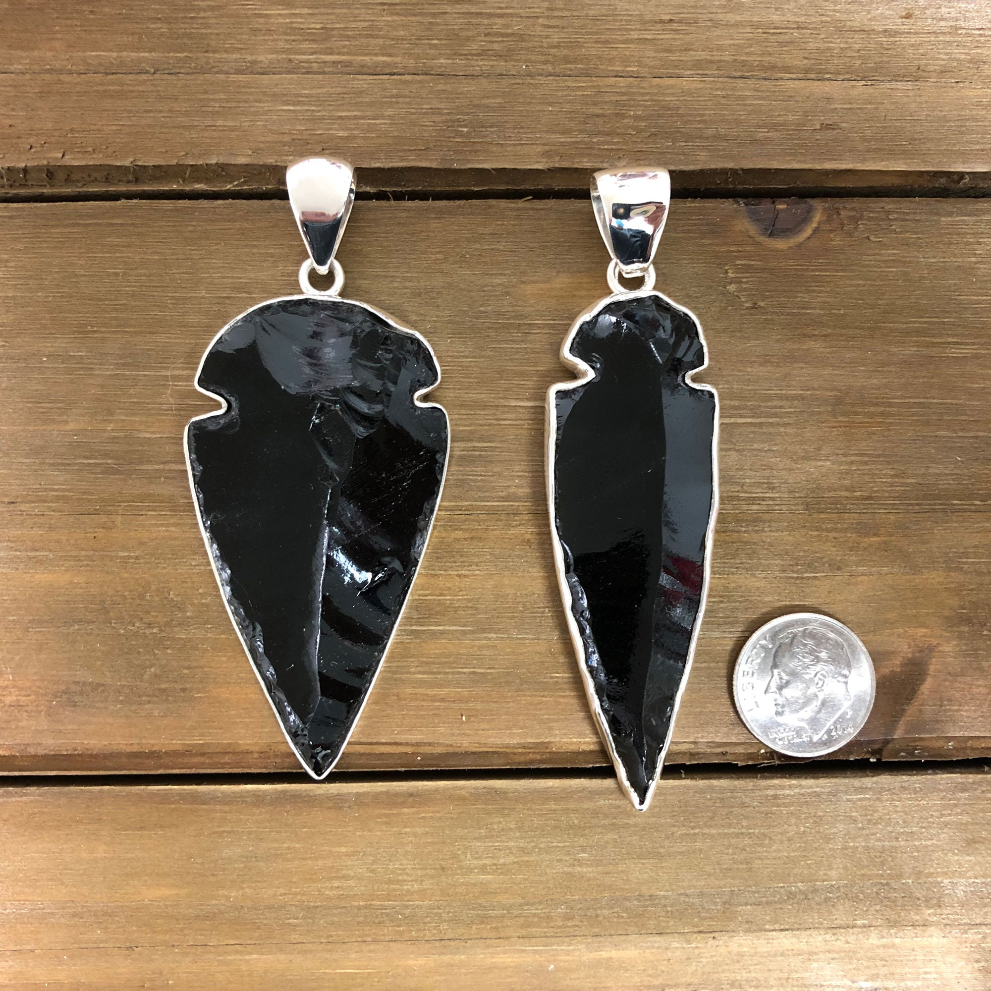 Sterling Silver Obsidian Arrowhead Pendant | Charles Albert Jewelry