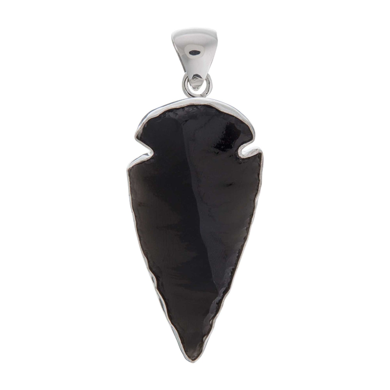 Sterling Silver Obsidian Arrowhead Pendant | Charles Albert Jewelry