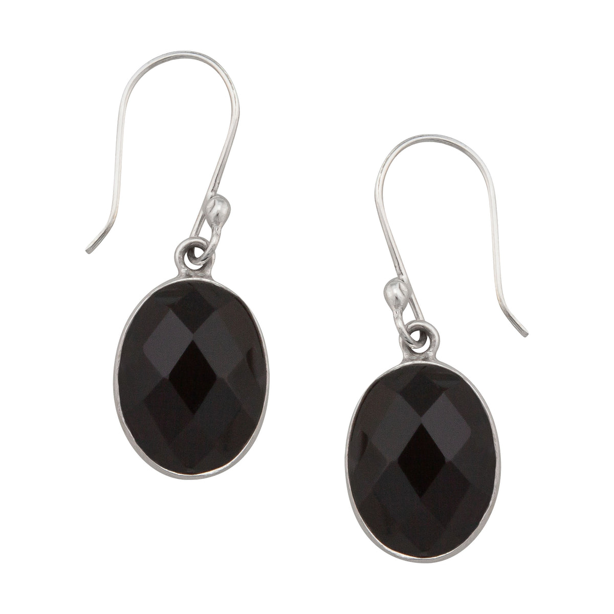 Sterling Silver Onyx Faceted Drop Earrings | Charles Albert Jewelry