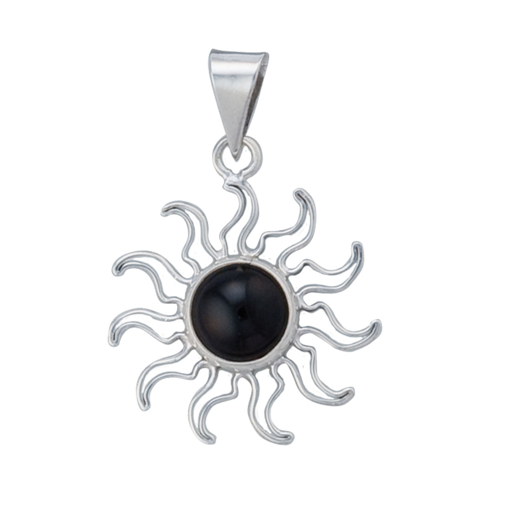 Queenberry Sterling Silver Sun Apollo Charm - Black Enamel Bead For European Charm Bracelets