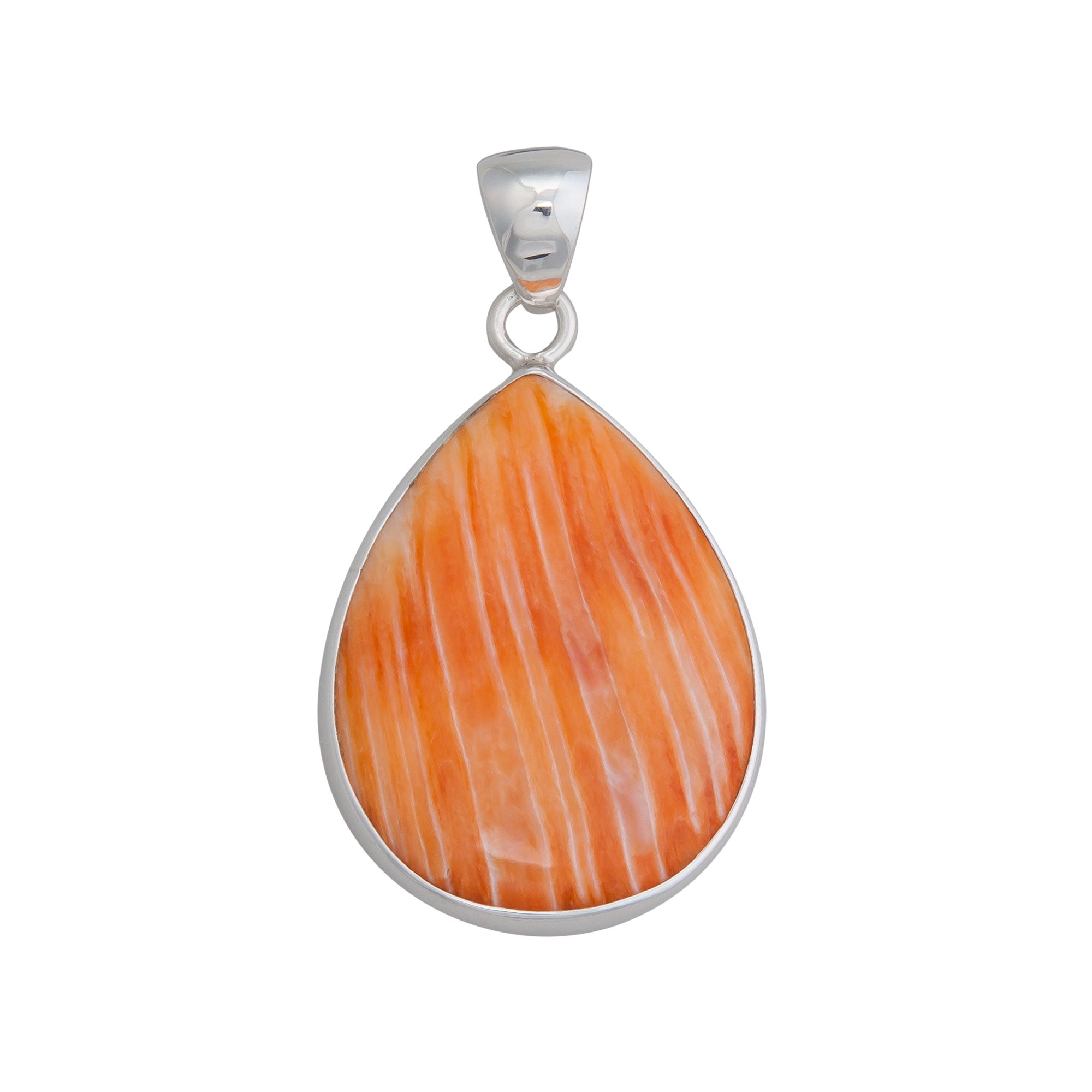 Sterling Silver Orange Shell Teardrop Pendant | Charles Albert Jewelry