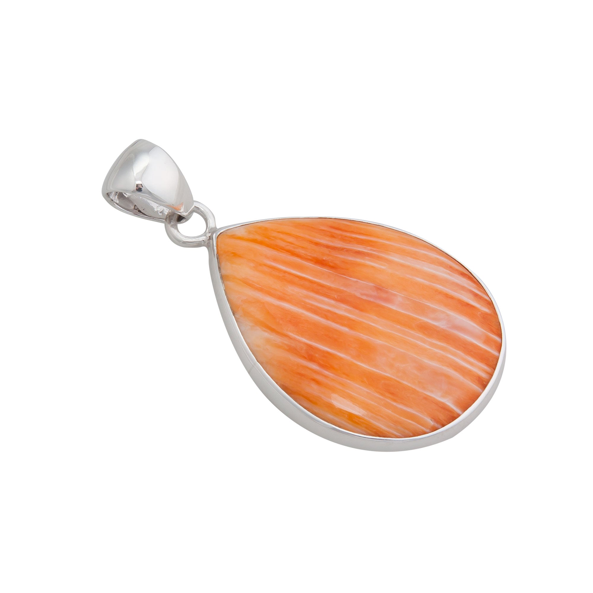 Sterling Silver Orange Shell Teardrop Pendant | Charles Albert Jewelry