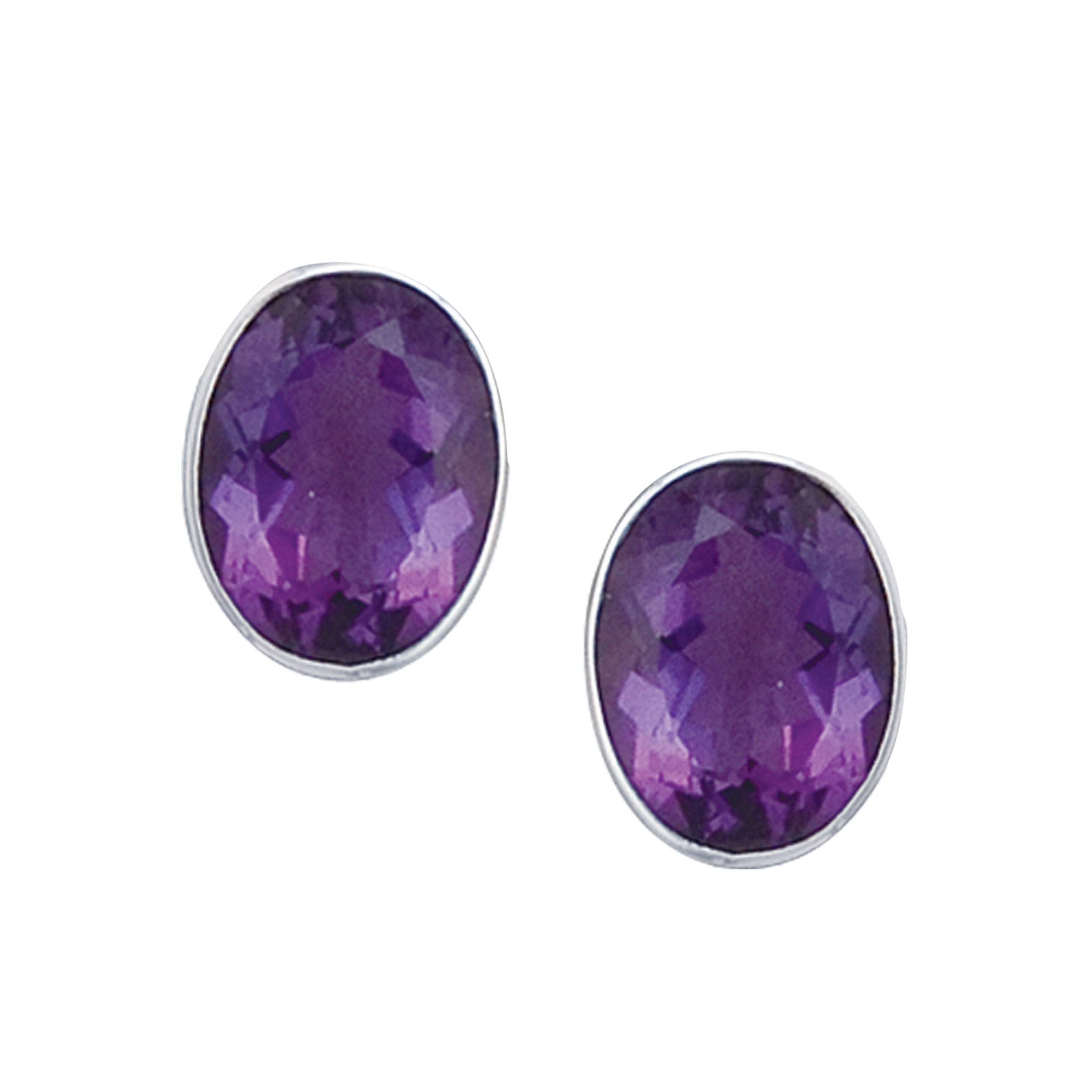 Sterling Silver Oval Amethyst Clip Earrings | Charles Albert Jewelry