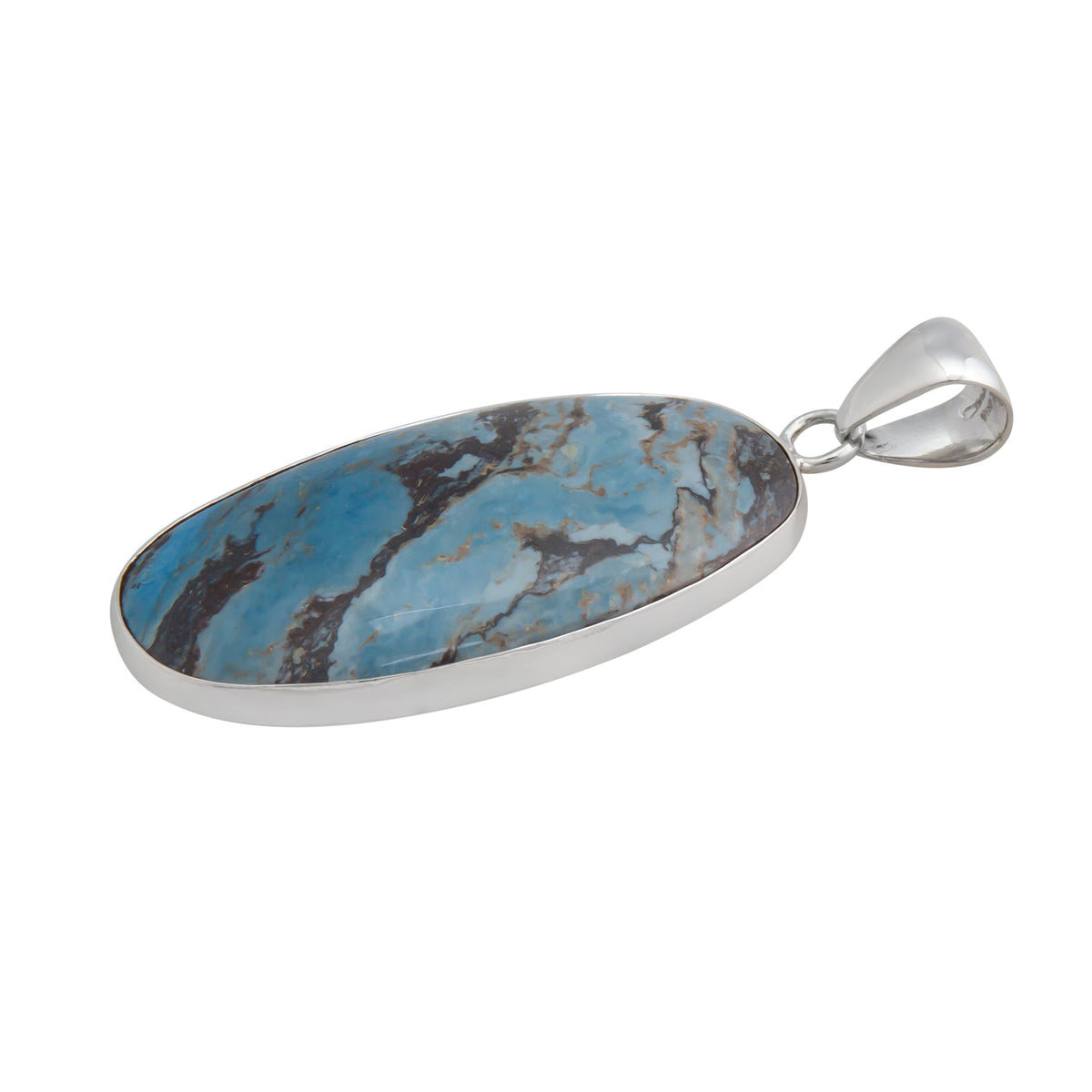 Sterling Silver Oval Aztec Lapis Pendant | Charles Albert Jewelry