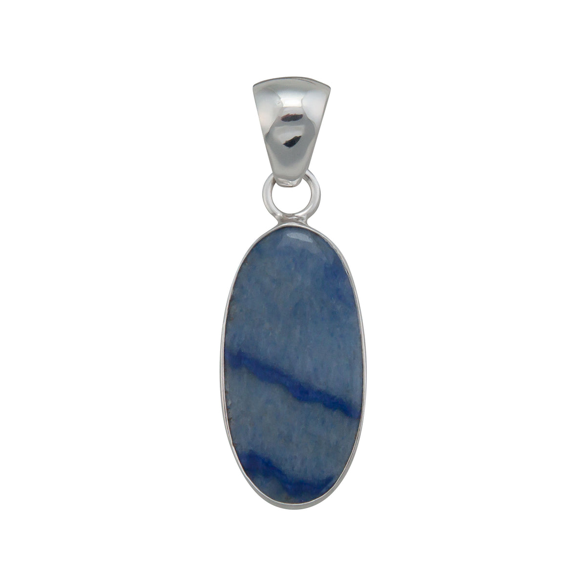 Sterling Silver Oval Blue Aventurine Pendant | Charles Albert Jewelry