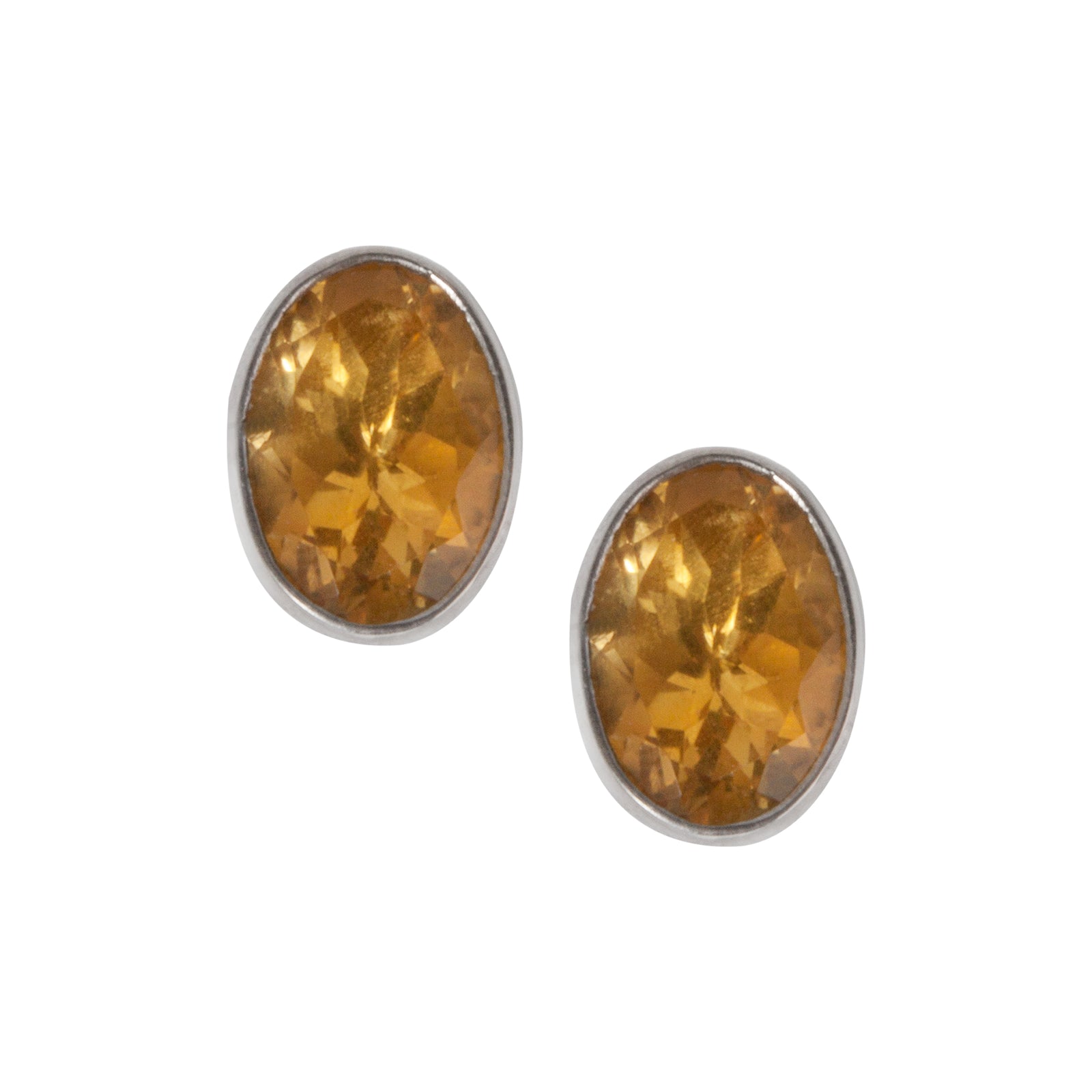 Sterling Silver Oval Citrine Post Earrings | Charles Albert Jewelry