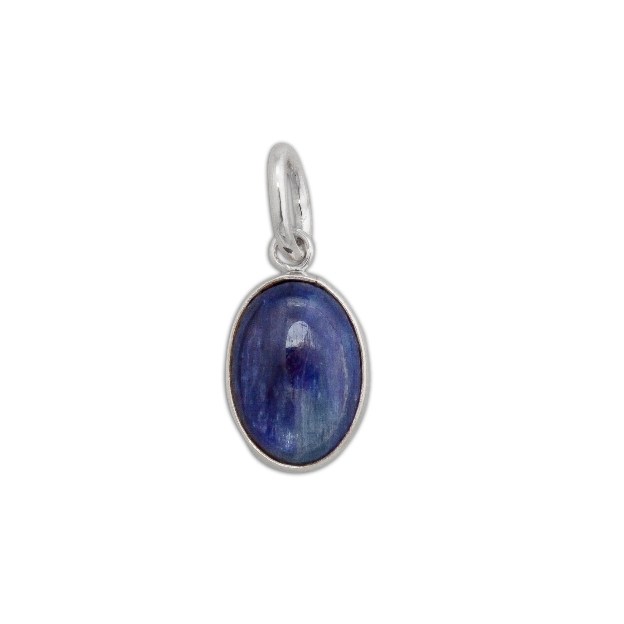 Sterling Silver Oval Kyanite Charm Pendant | Charles Albert Jewelry