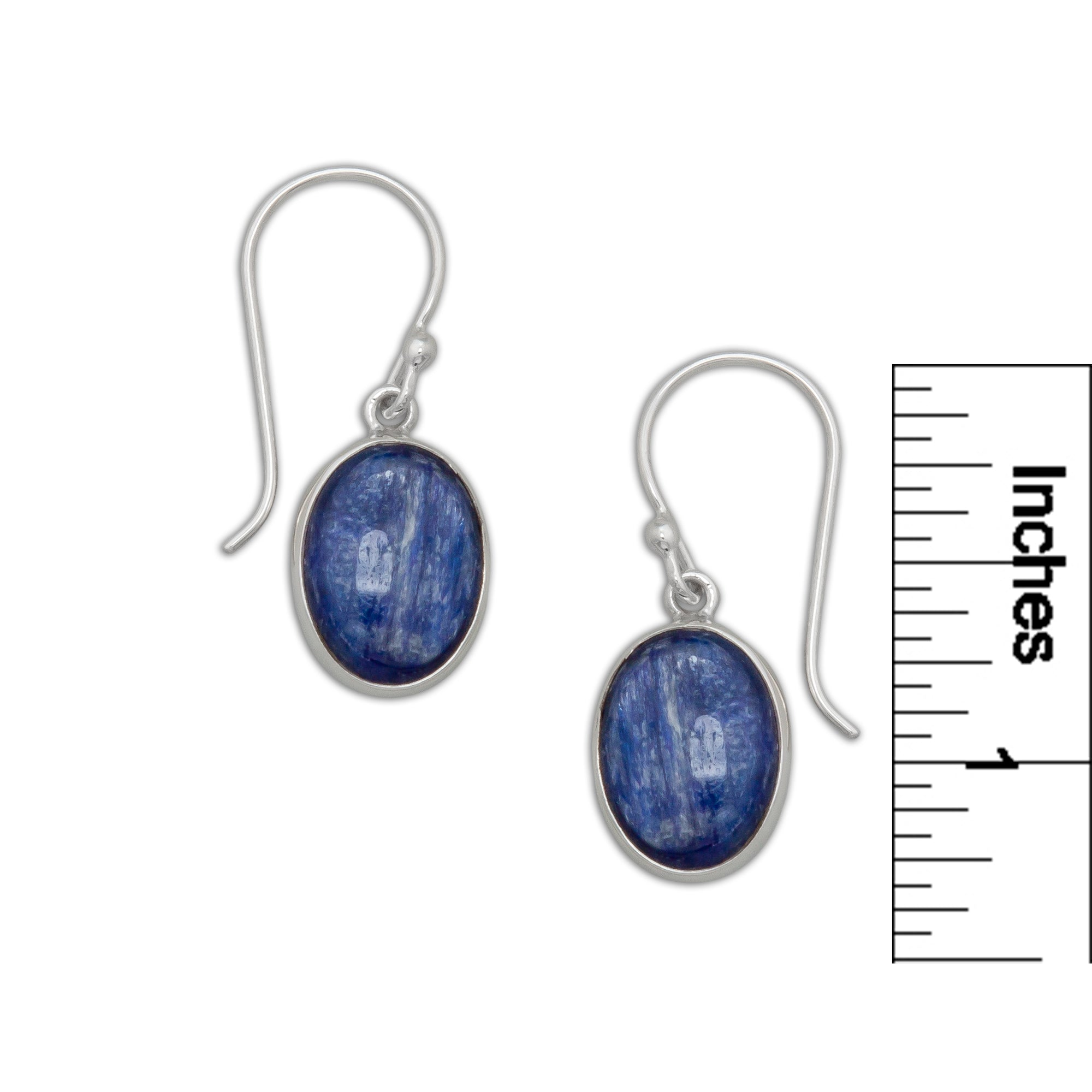 Sterling Silver Oval Kyanite Drop Earrings | Charles Albert Jewelry