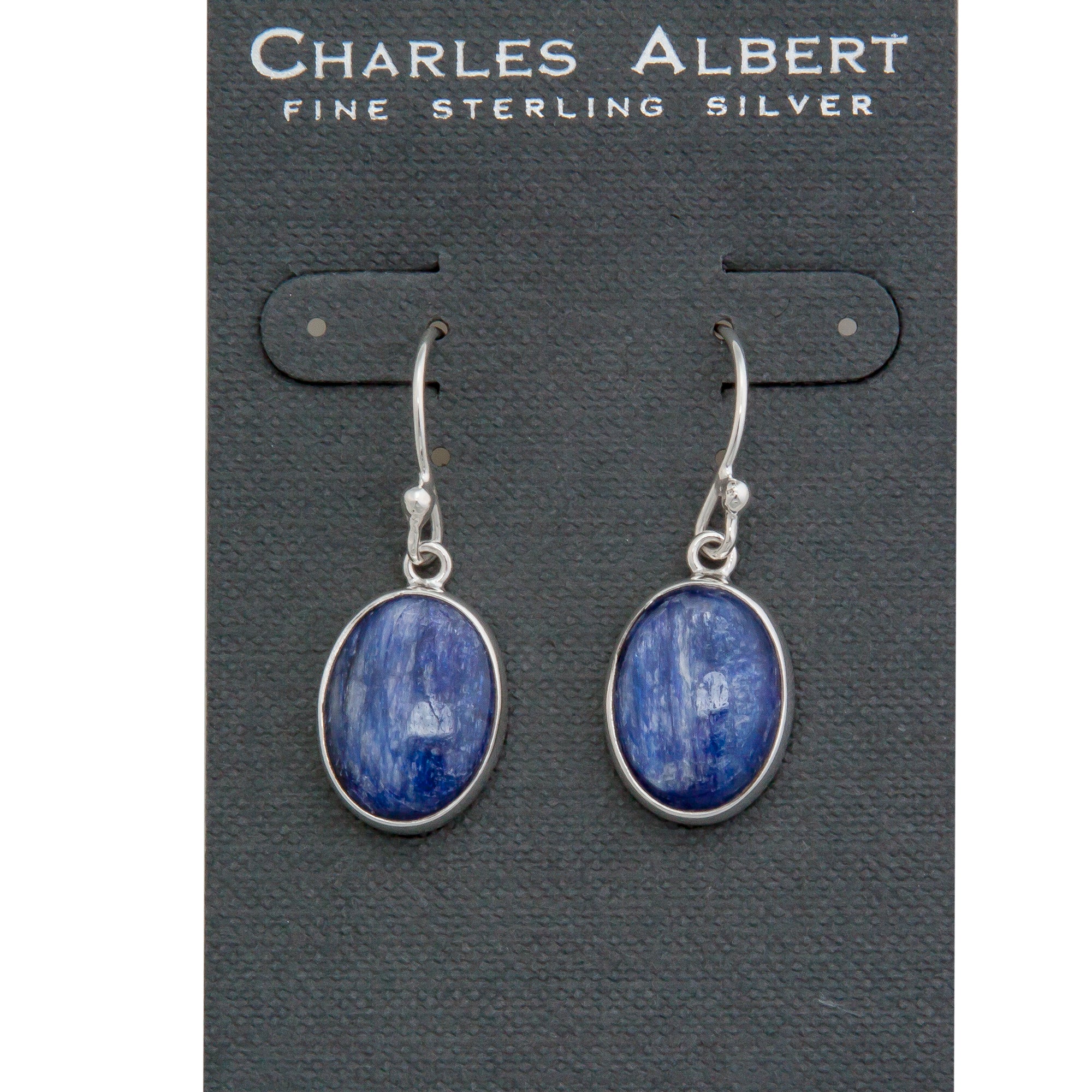 Sterling Silver Oval Kyanite Drop Earrings | Charles Albert Jewelry