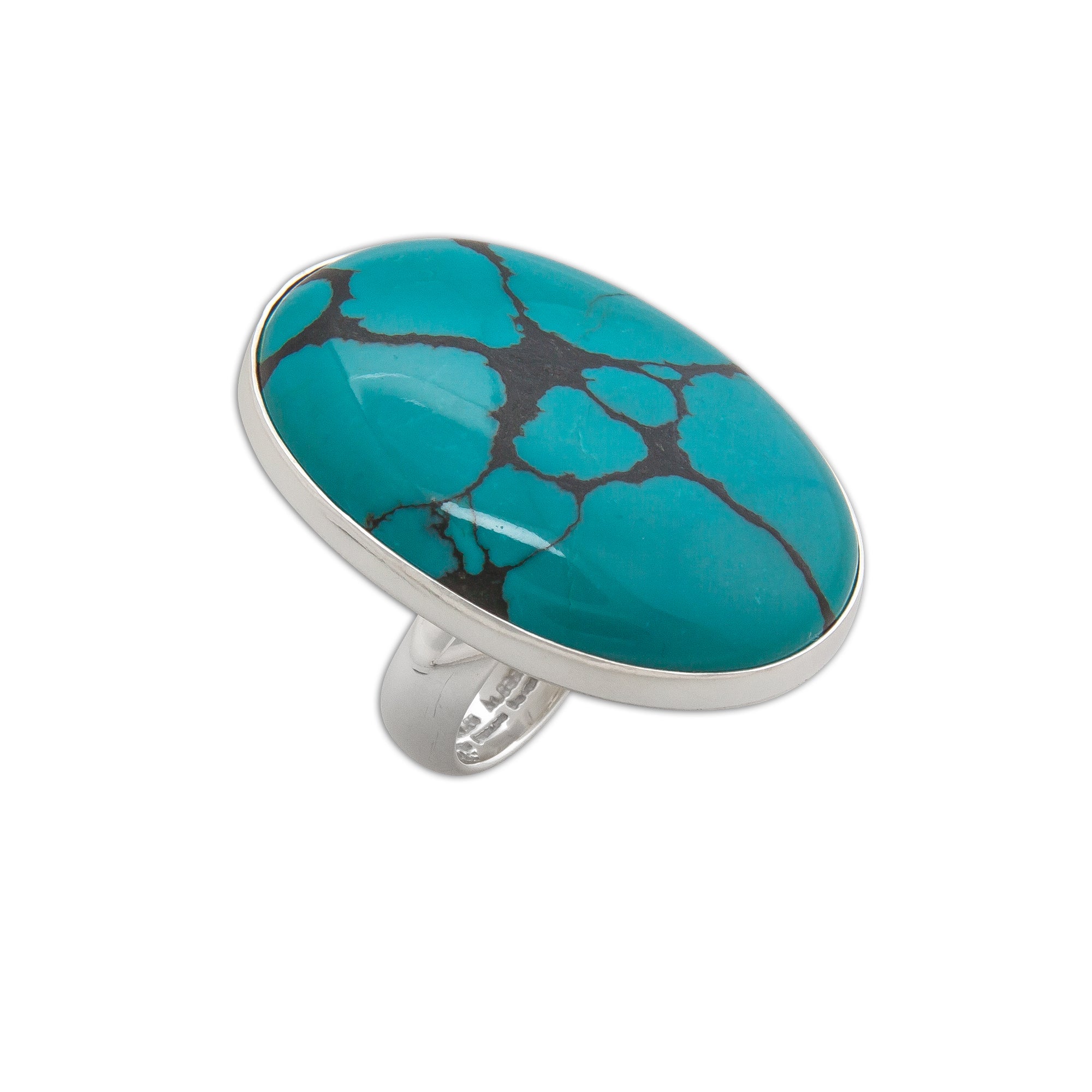 Sterling Silver Oval Turquoise Adjustable Ring | Charles Albert Jewelry