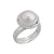 Sterling Silver Pearl Adjustable Ring with Rope Detailed Edge | Charles Albert Jewelry