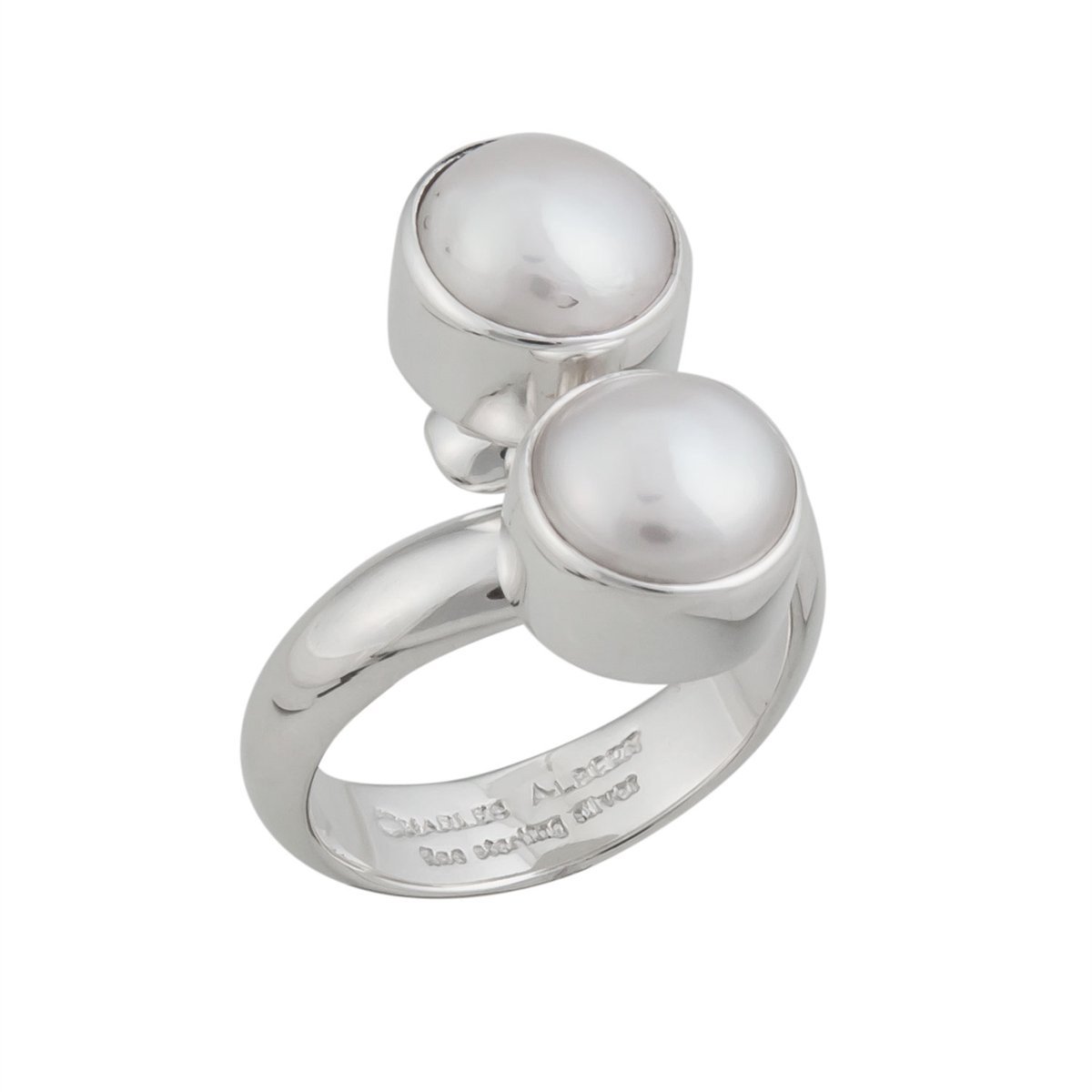 ALCHEMIA high quality WHITE PEARL ROPE DOUBLE BAND ADJUSTABLE RING charles albert