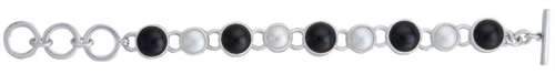 Sterling Silver Pearl & Onyx Bracelet | Charles Albert Jewelry