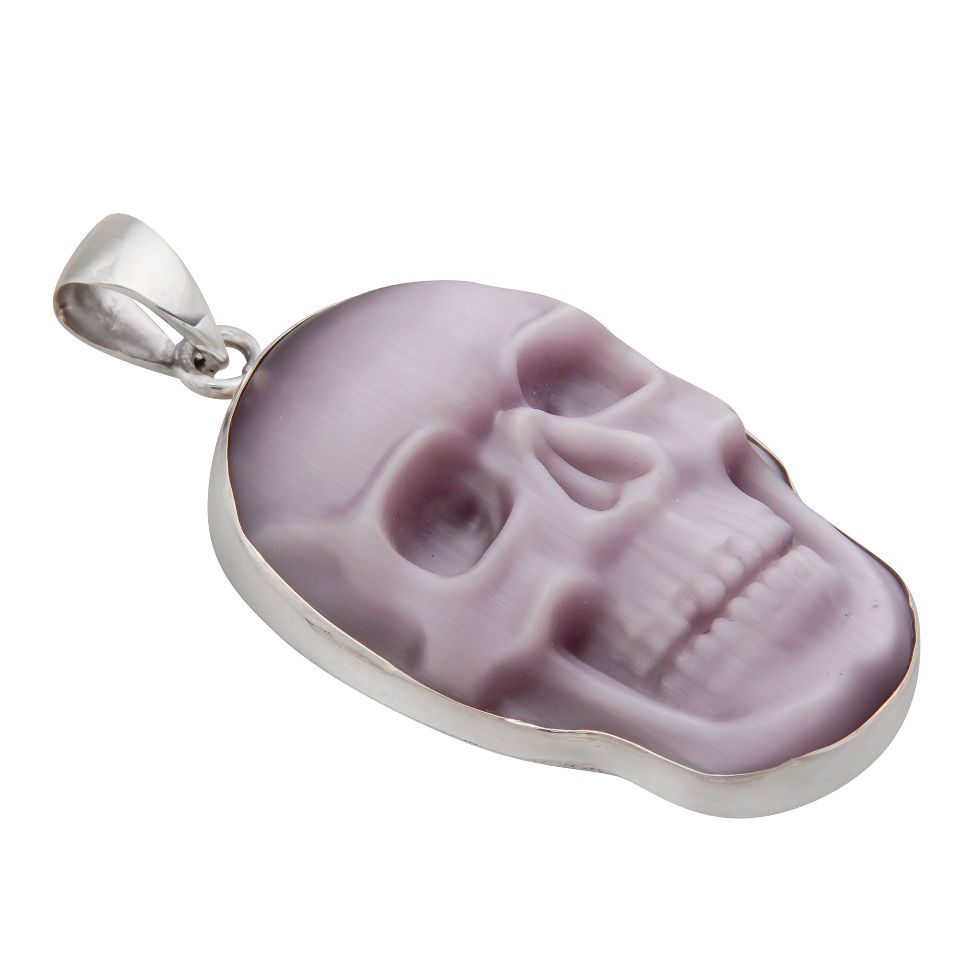 Sterling Silver Purple Fiber Optic Skull Pendant | Charles Albert Jewelry