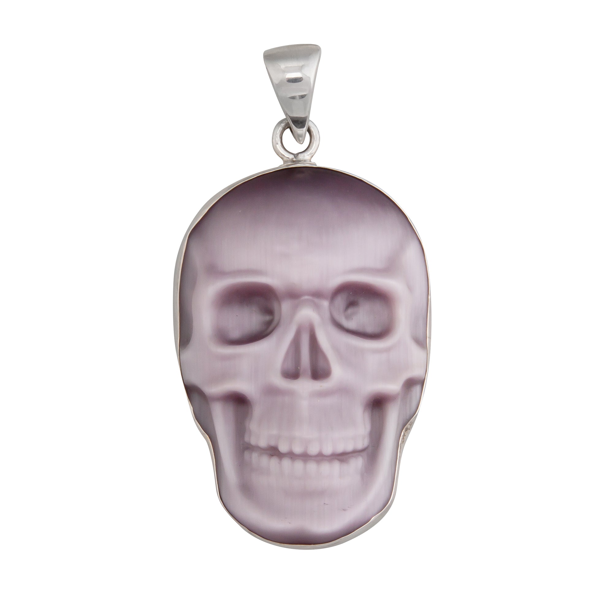 Sterling Silver Large Fiber Optic Skull Pendant | Charles Albert Jewelry