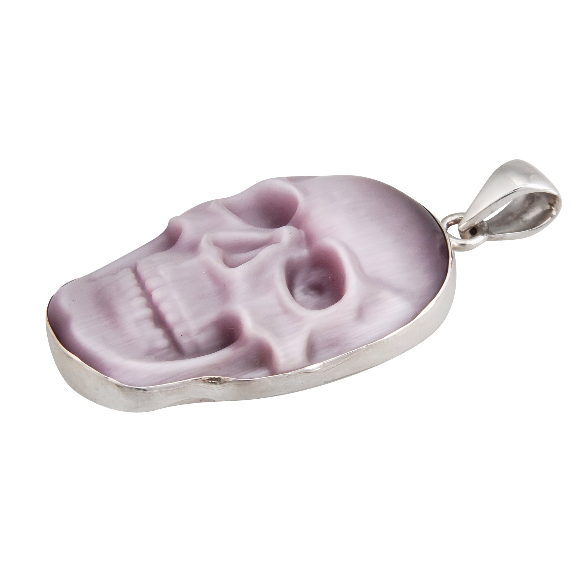 Sterling Silver Purple Fiber Optic Skull Pendant | Charles Albert Jewelry