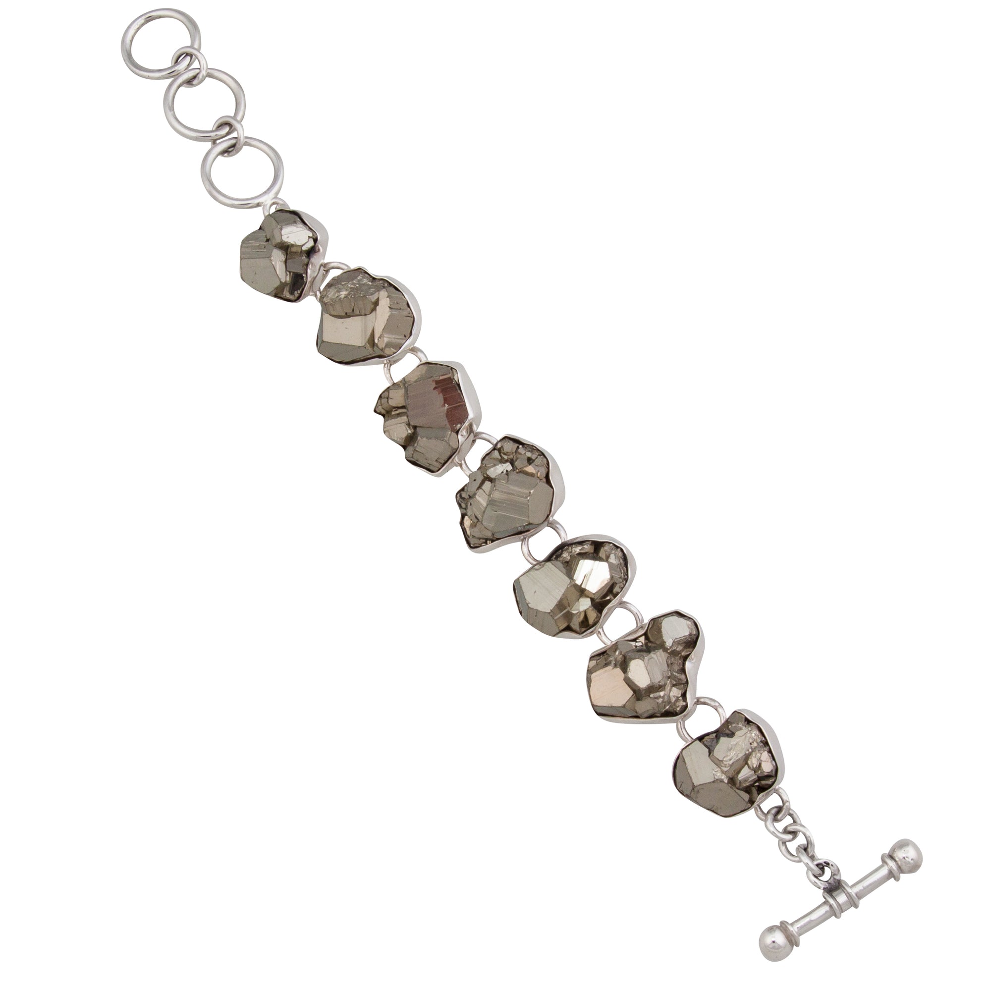 Sterling Silver Pyrite Link Bracelet | Charles Albert Jewelry