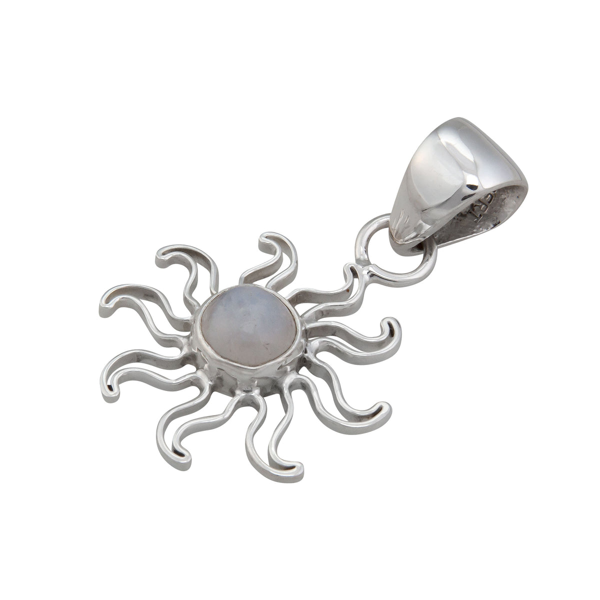 Sterling Silver Rainbow Moonstone Sun Pendant | Charles Albert Jewelry