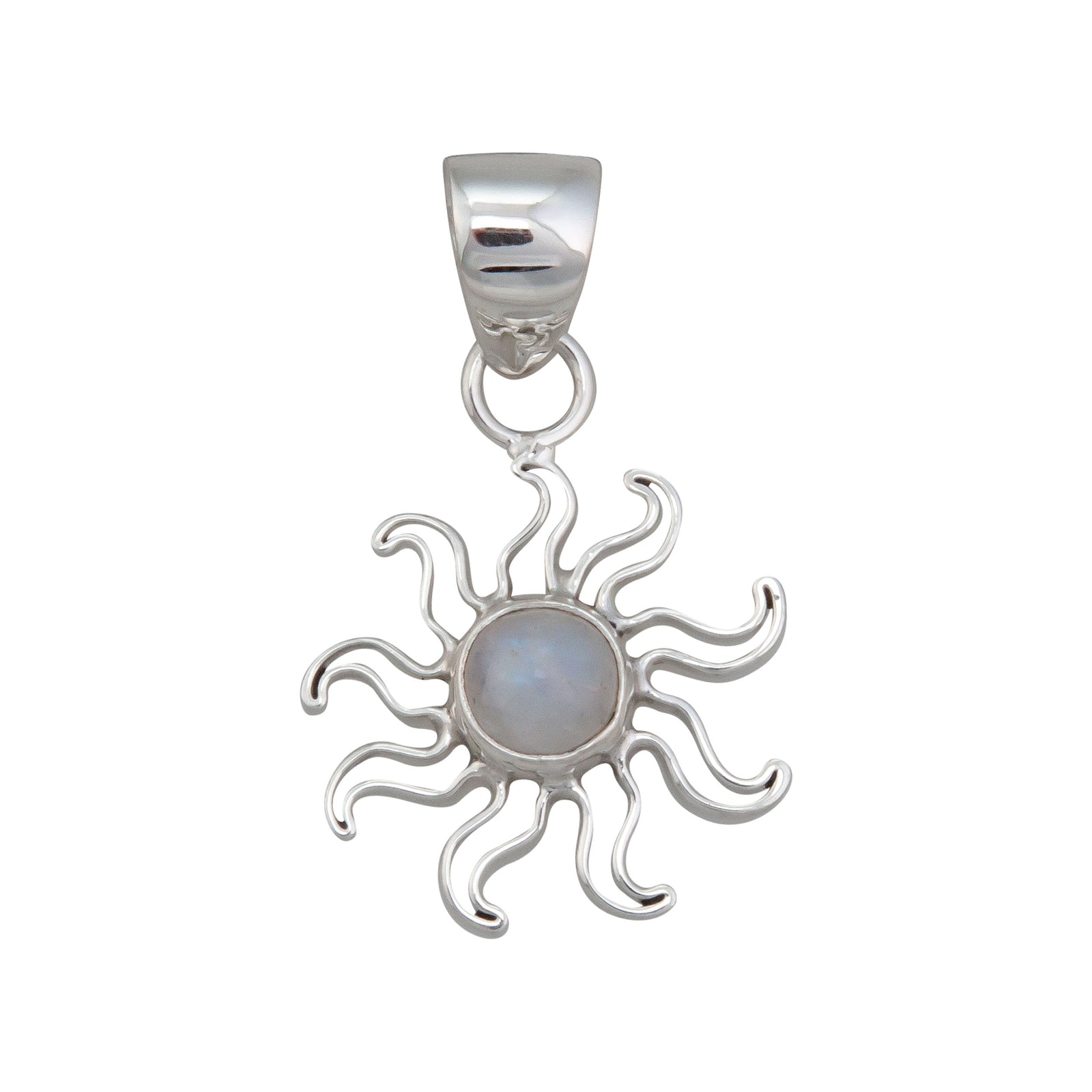 Sterling Silver Rainbow Moonstone Sun Pendant | Charles Albert Jewelry