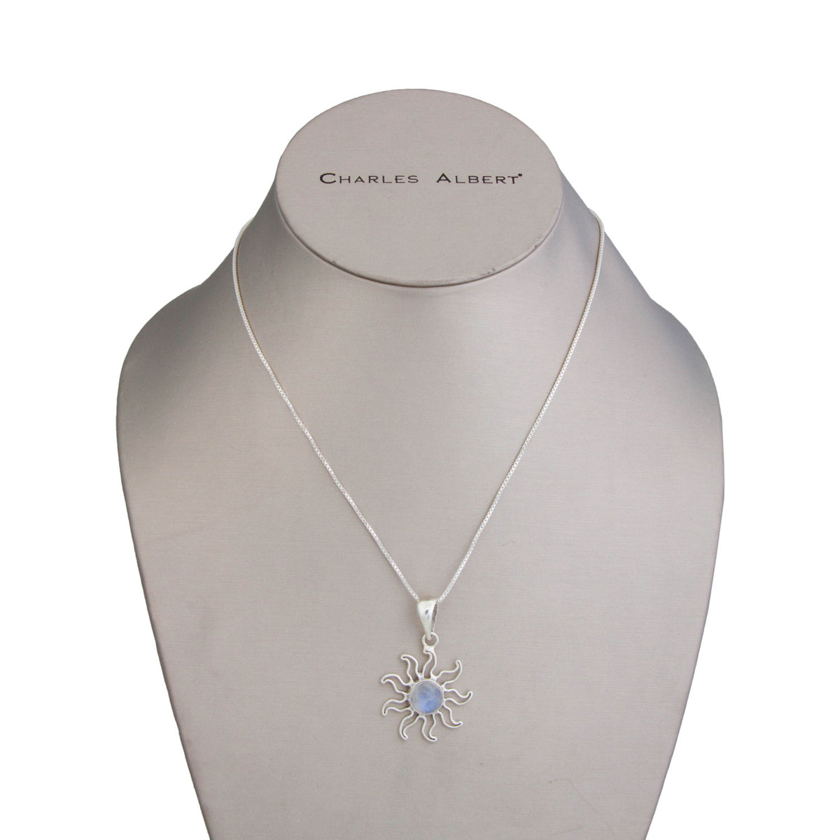 Sterling Silver Rainbow Moonstone Sun Pendant | Charles Albert Jewelry