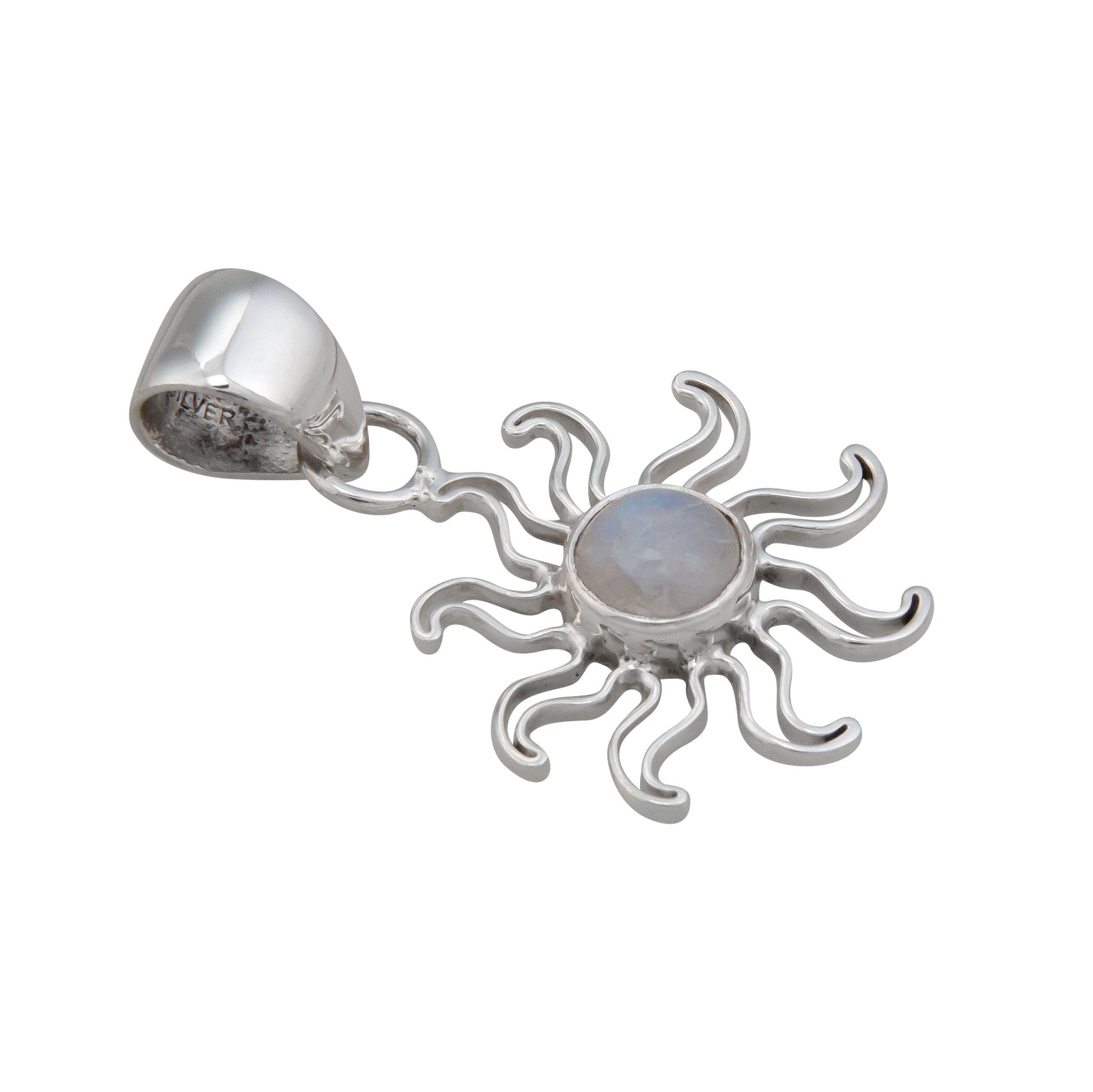 Sterling Silver Rainbow Moonstone Sun Pendant | Charles Albert Jewelry