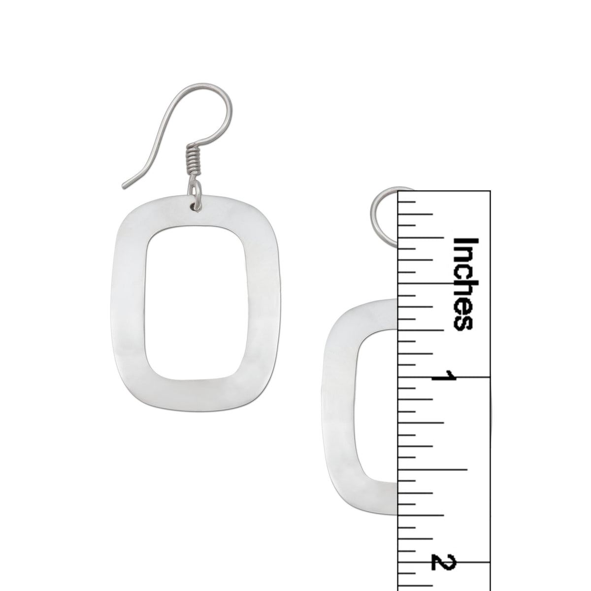 Sterling Silver Rectangle Cut Out Earrings | Charles Albert Jewelry